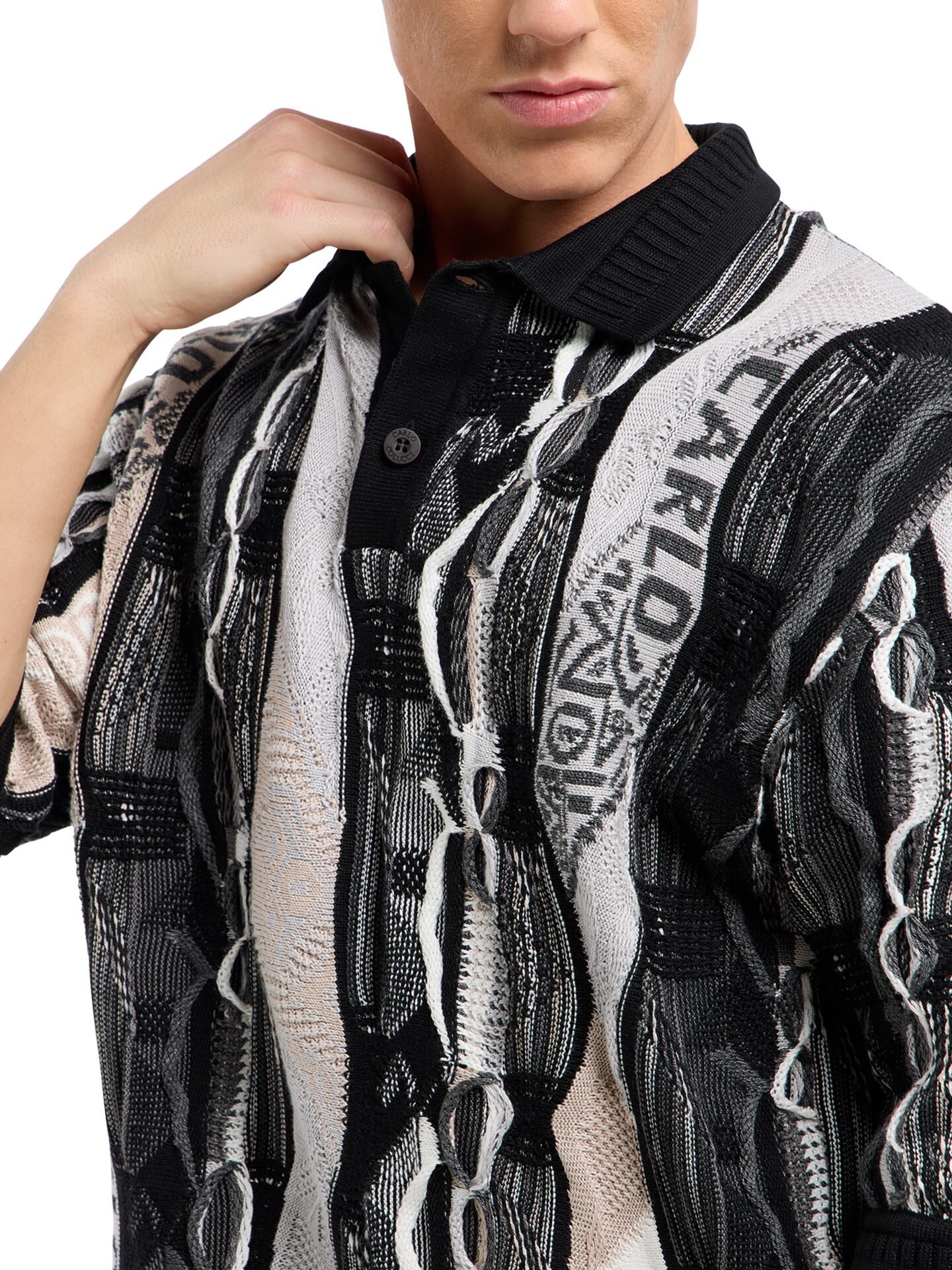 Oversize Strick Poloshirt - 3D Knit