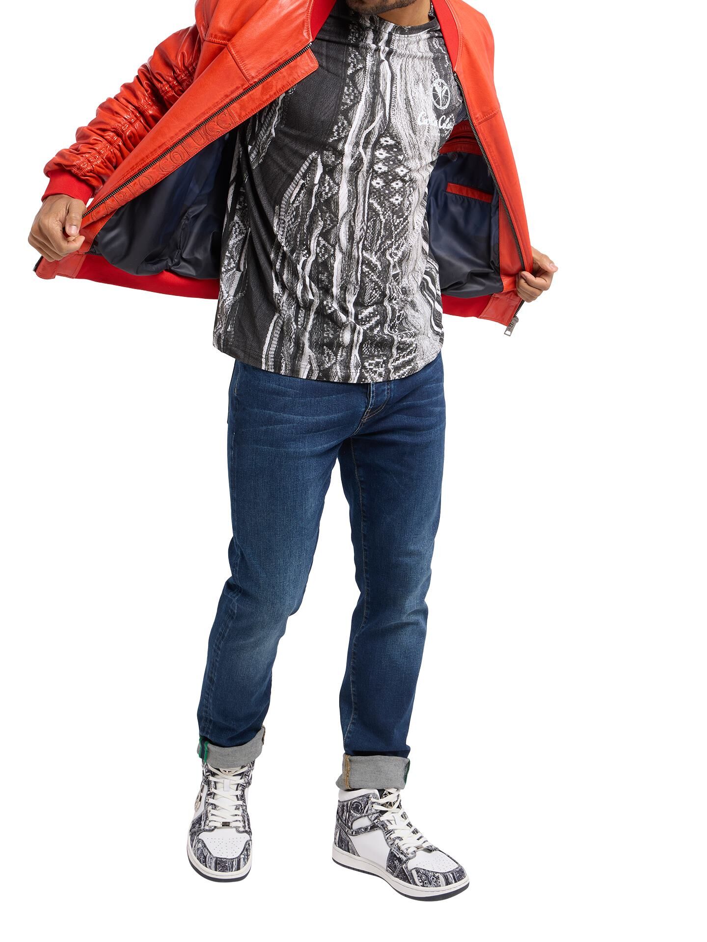  Leather college jacket with unique badge