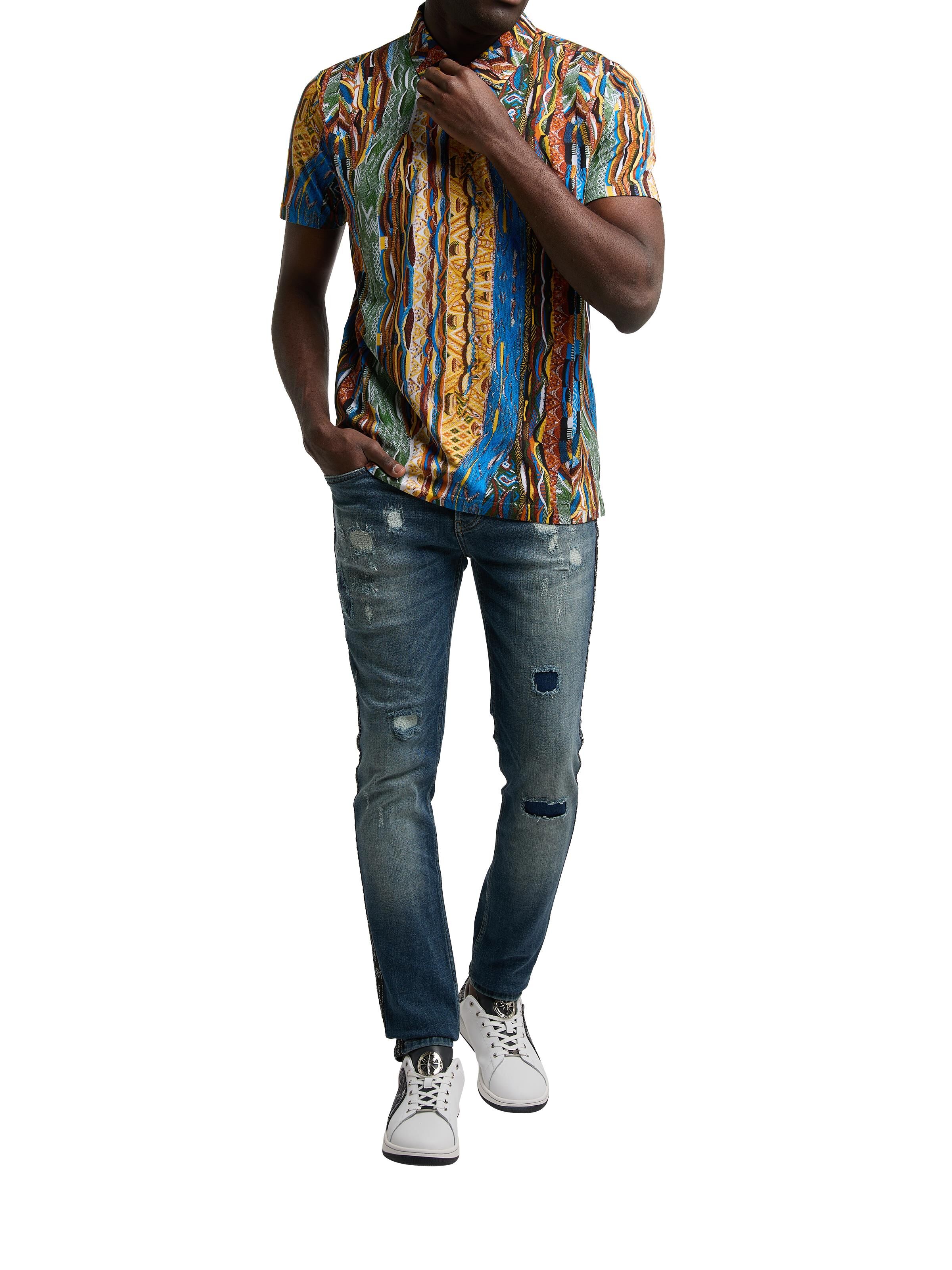 Allover print polo shirt