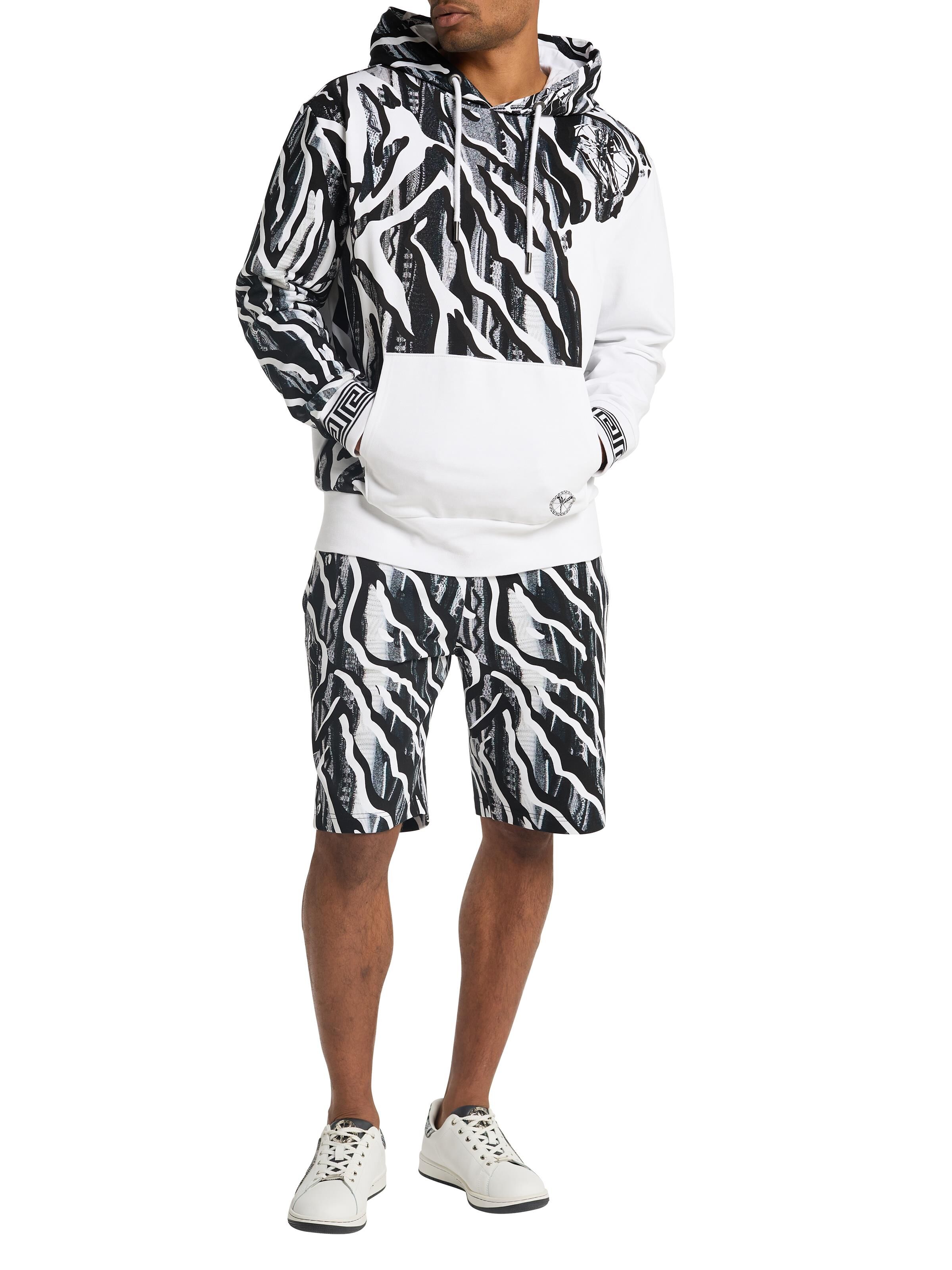 Hoodie with pocket | White / Black | XXL | CC-C6029-292-XXL