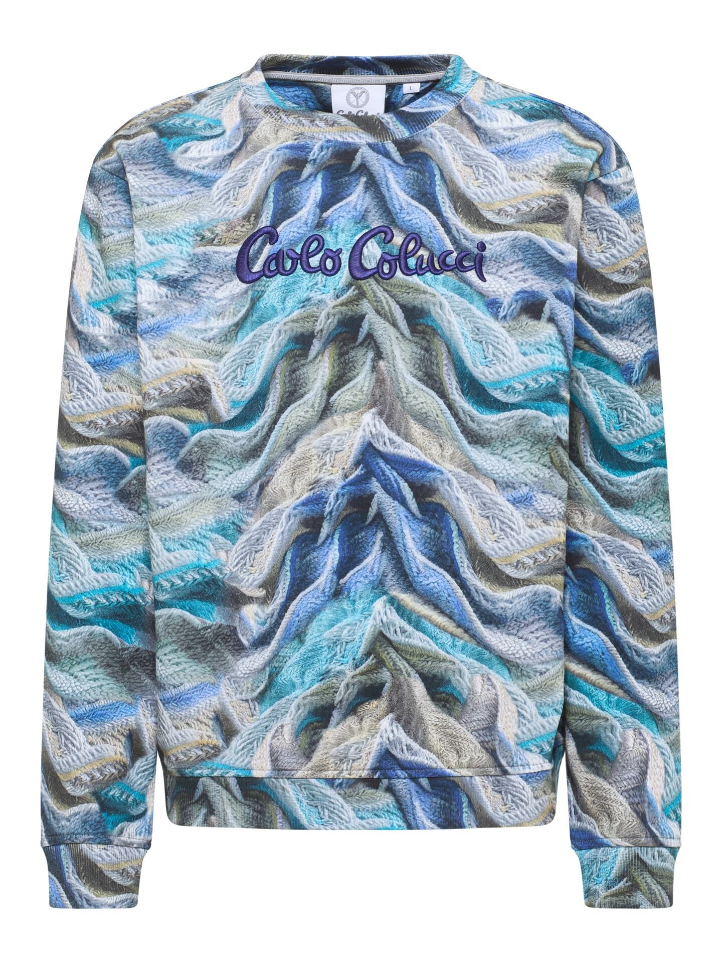 Carlo Colucci Sweatshirt - Artificial Knit - 3XL 3XL Petrol