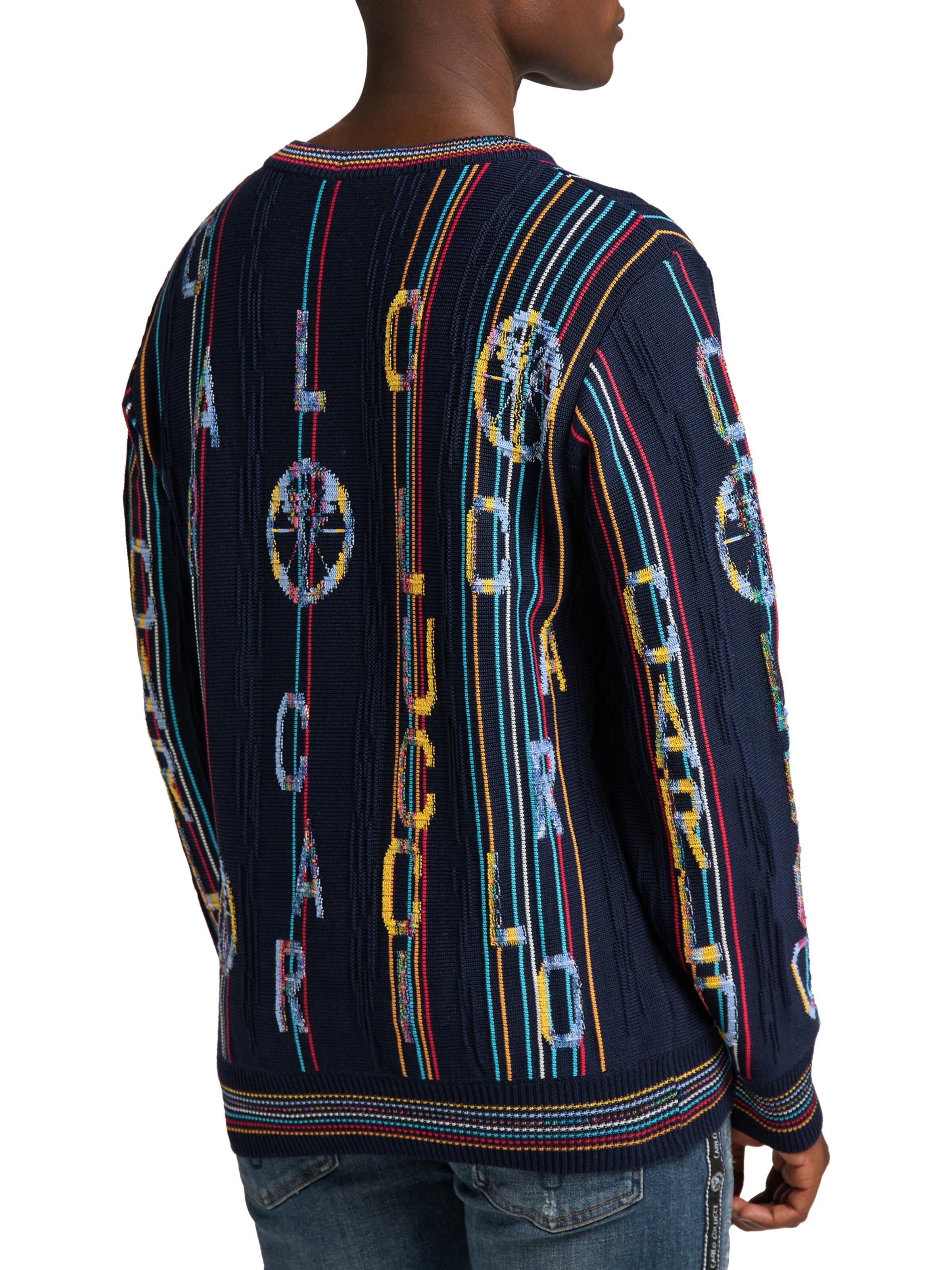  Knitted sweater with lettering and V-neckline