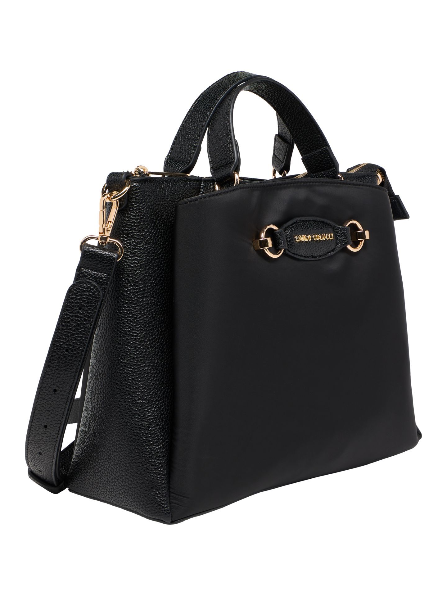 Hand bag with logo embossing