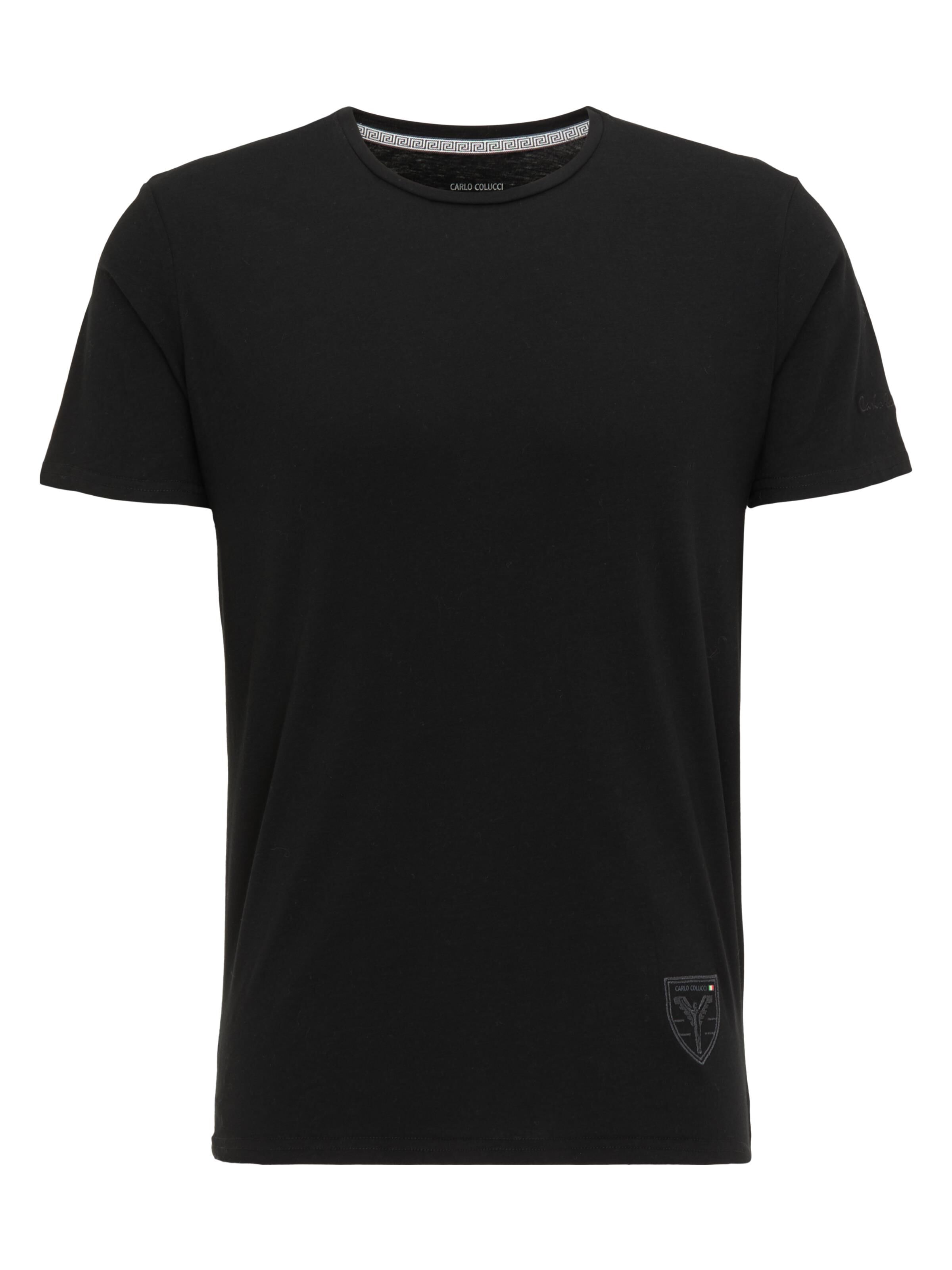 Rundhals T-Shirt mit Logo Stickerei