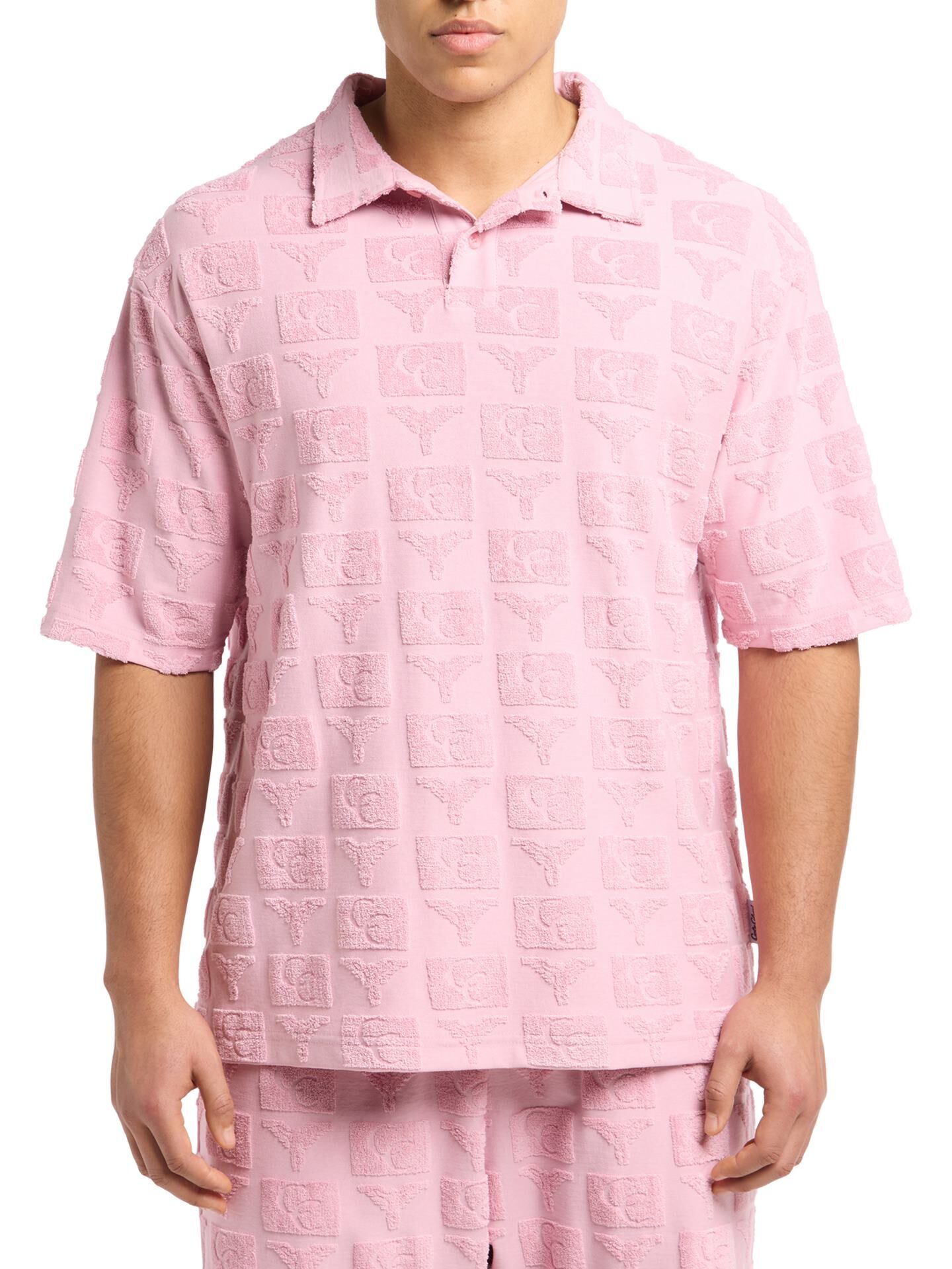Oversize Poloshirt mit Frotteeinsätzen