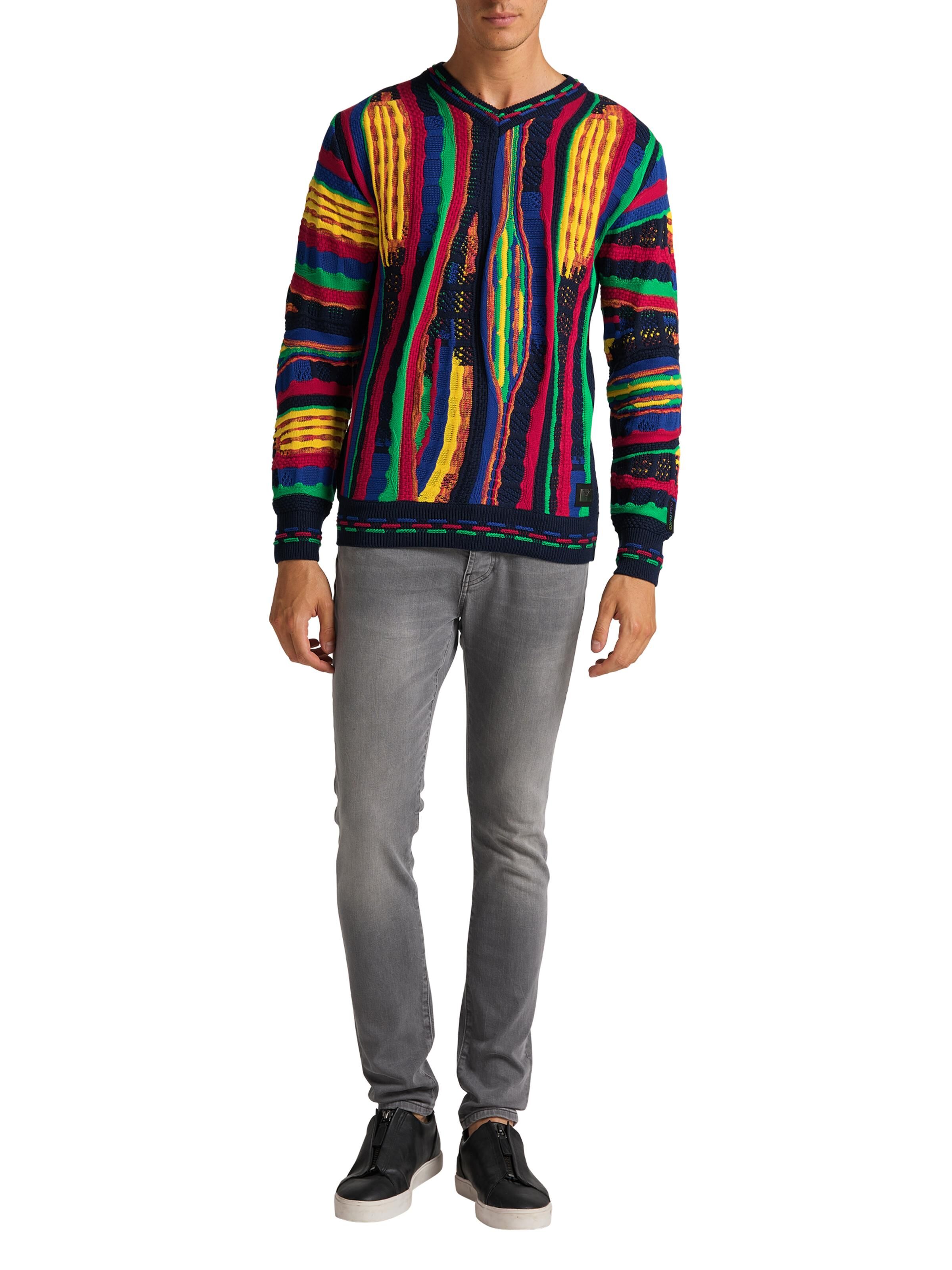 Vintage-Jacquard sweater | Navy / Red | L | DAH-C9909-101-L
