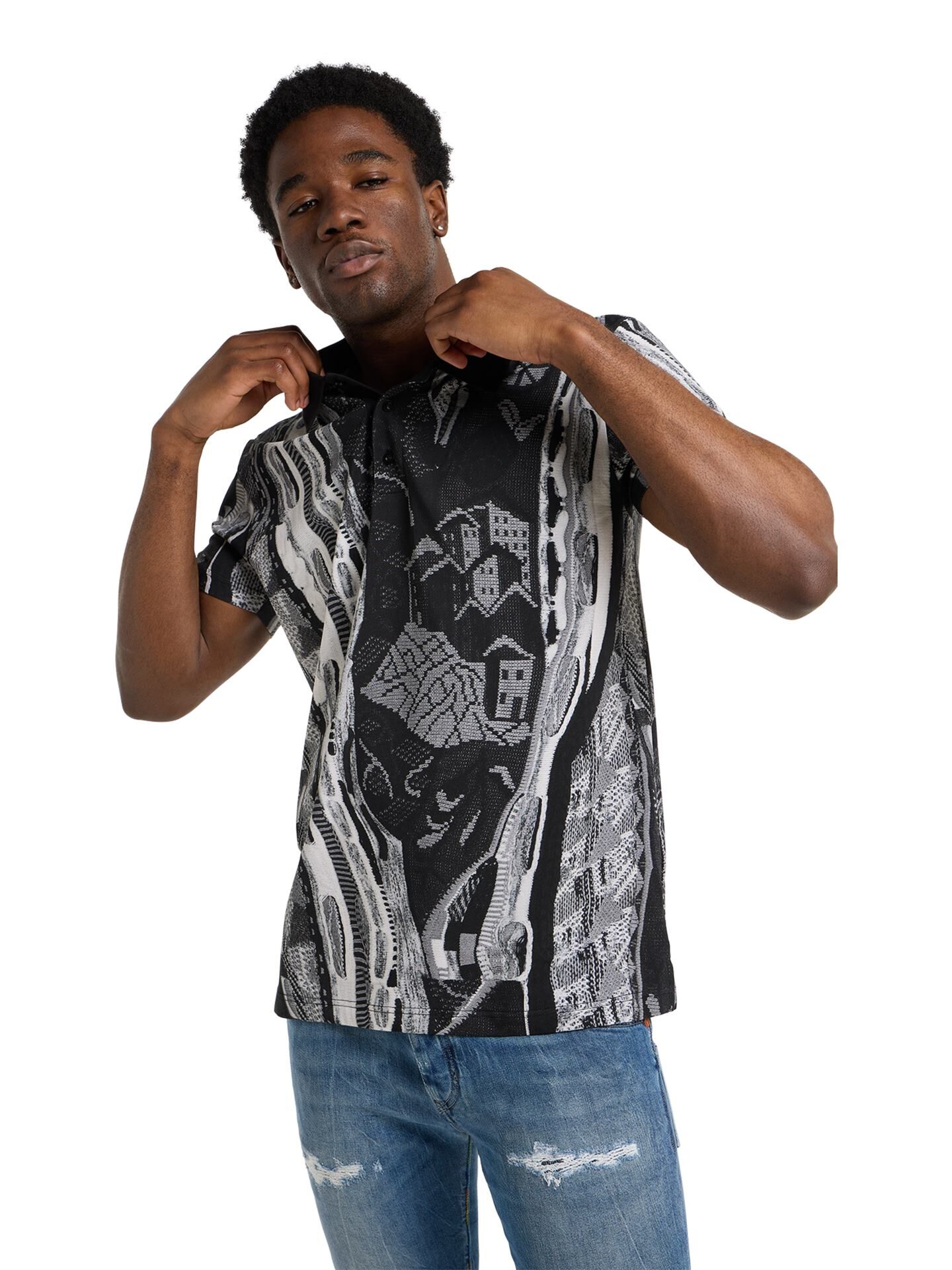 Poloshirt mit Knitprint