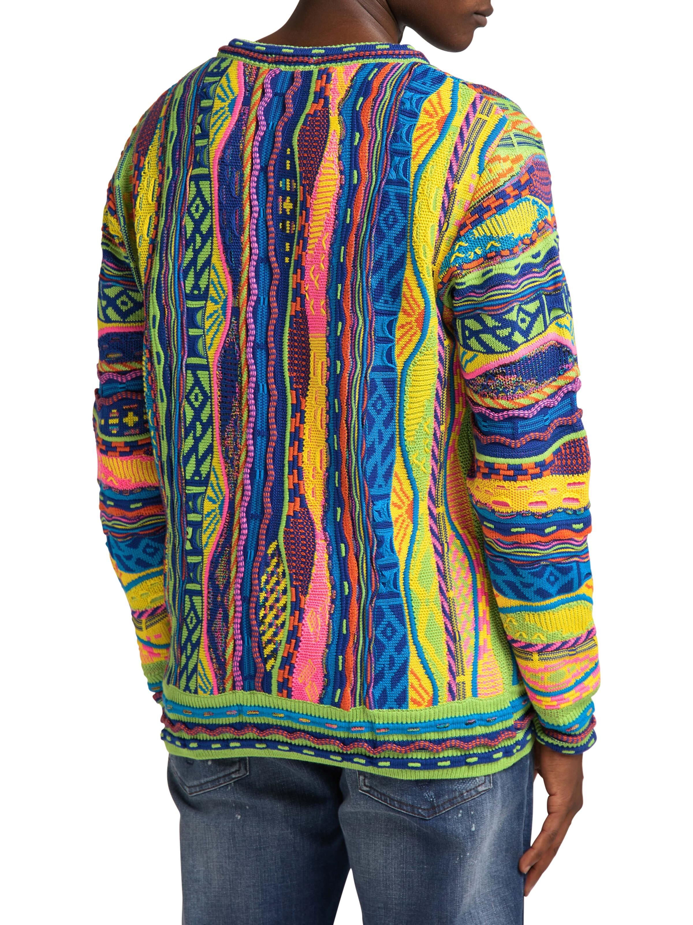 Knit sweater with intarsia | Green | L | DAH-C9918-461-L