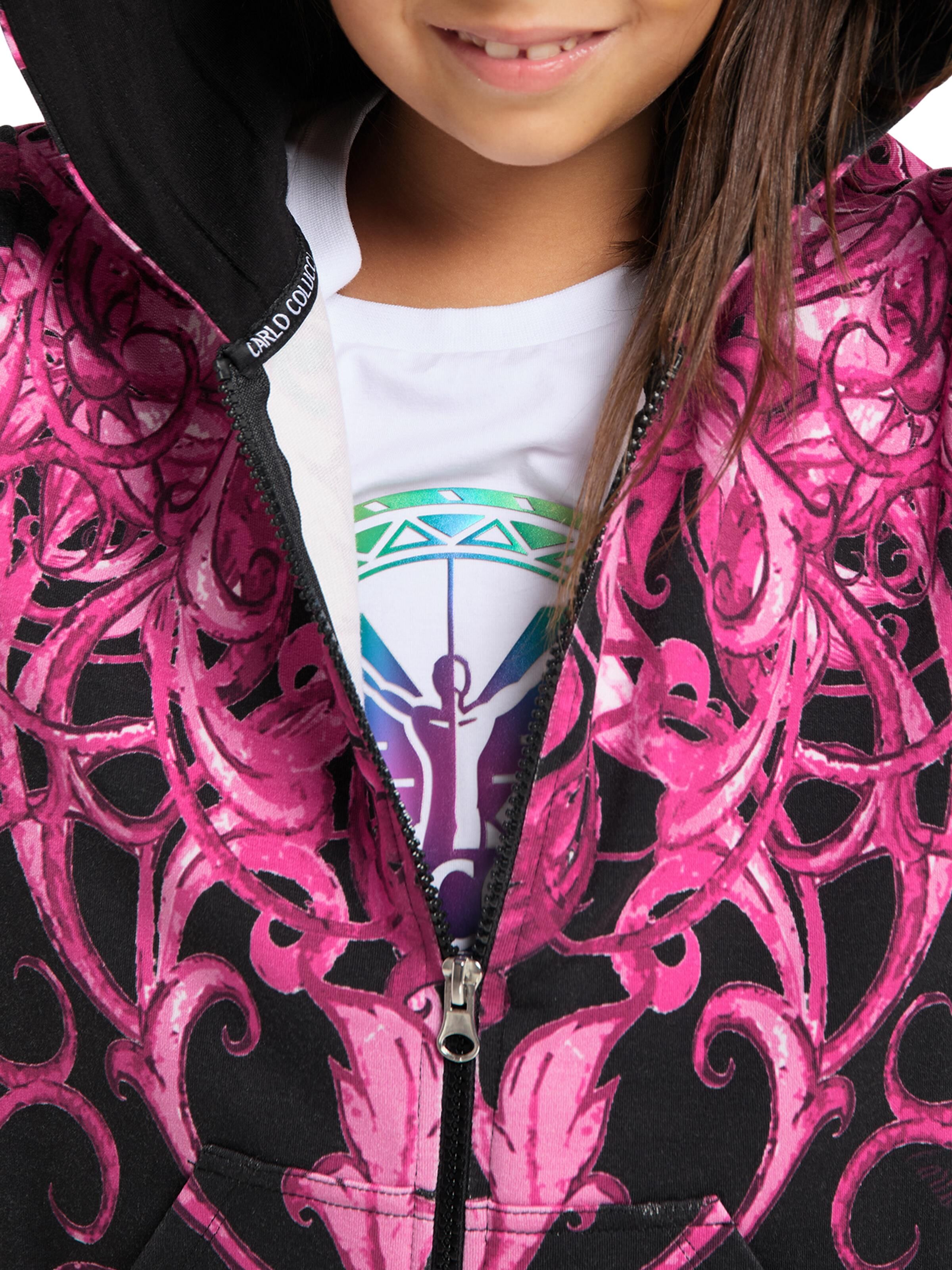  Mädchen Oversize Sweatjacke mit Kapuze