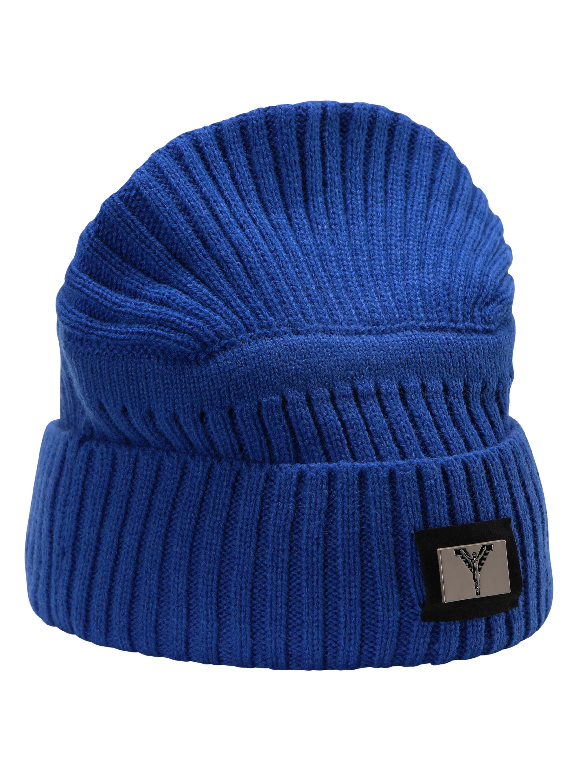 Carlo Colucci Unifarbene Strickmütze - Blau OS