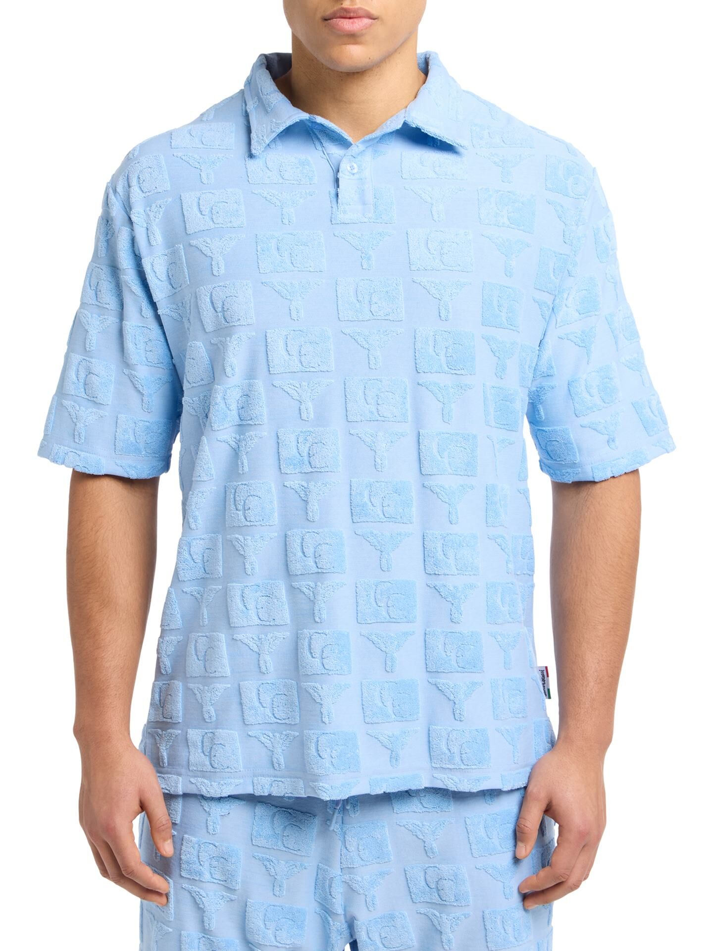 Oversize Poloshirt mit Frotteeinsätzen