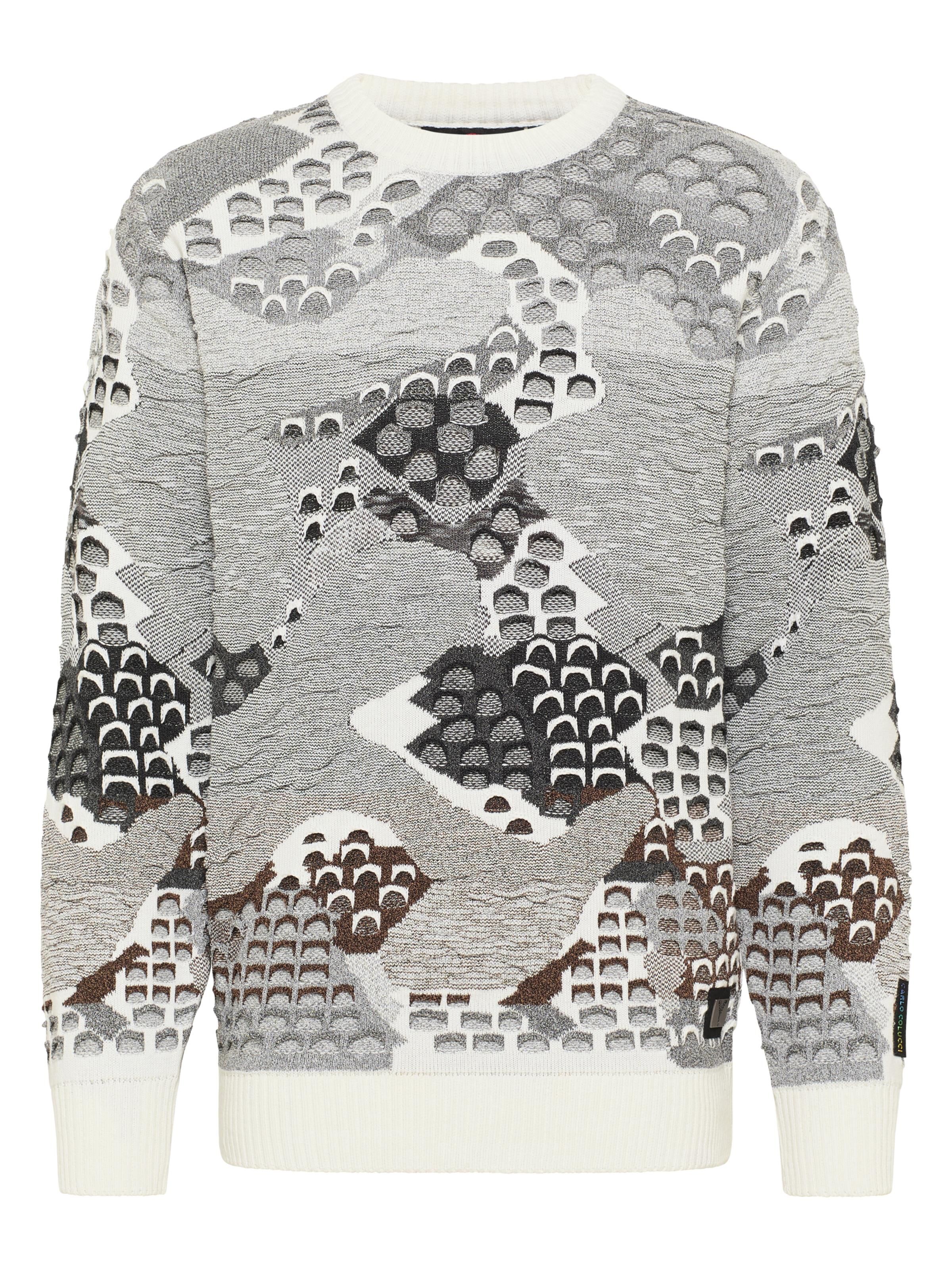 Carlo Colucci Rundhals Pullover - Grau Meliert XXL