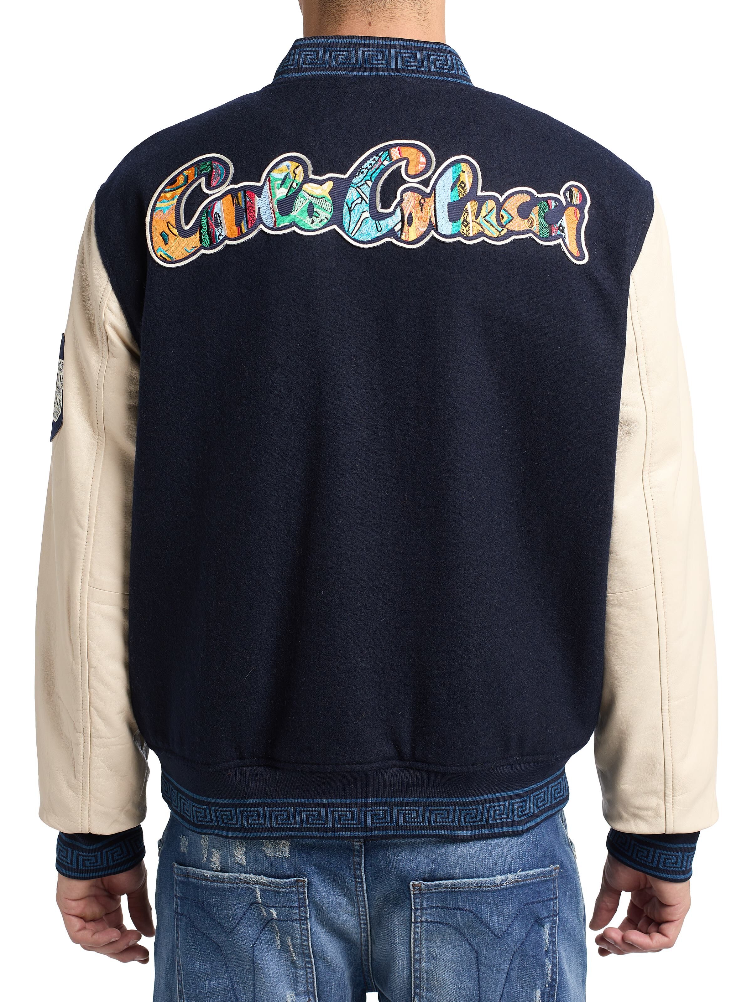 College leather-/wool blouson