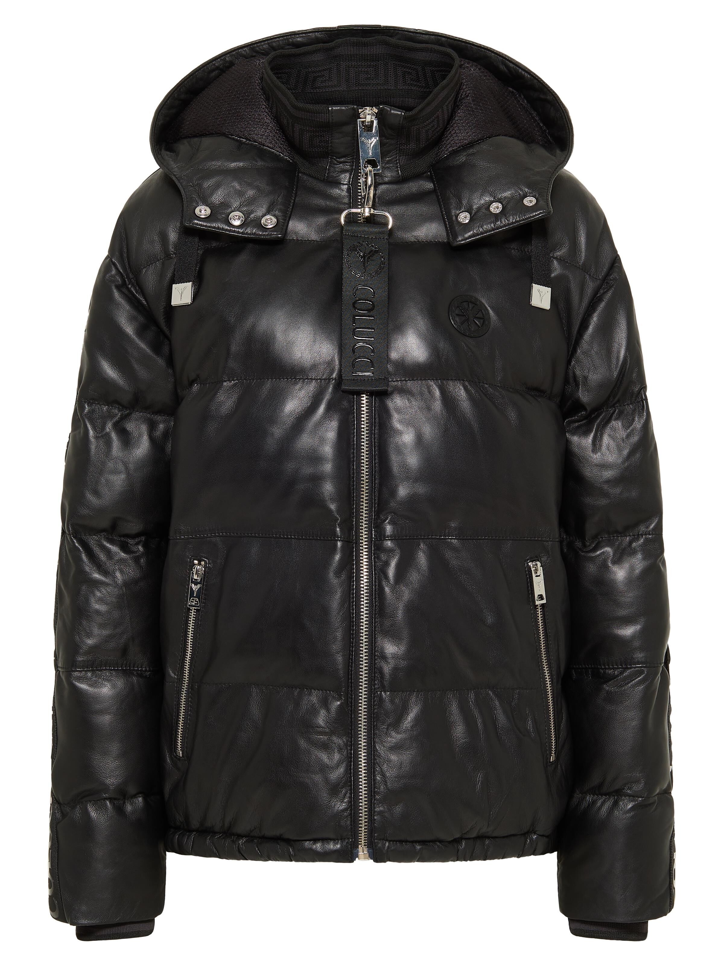 Wattierte Lederjacke
