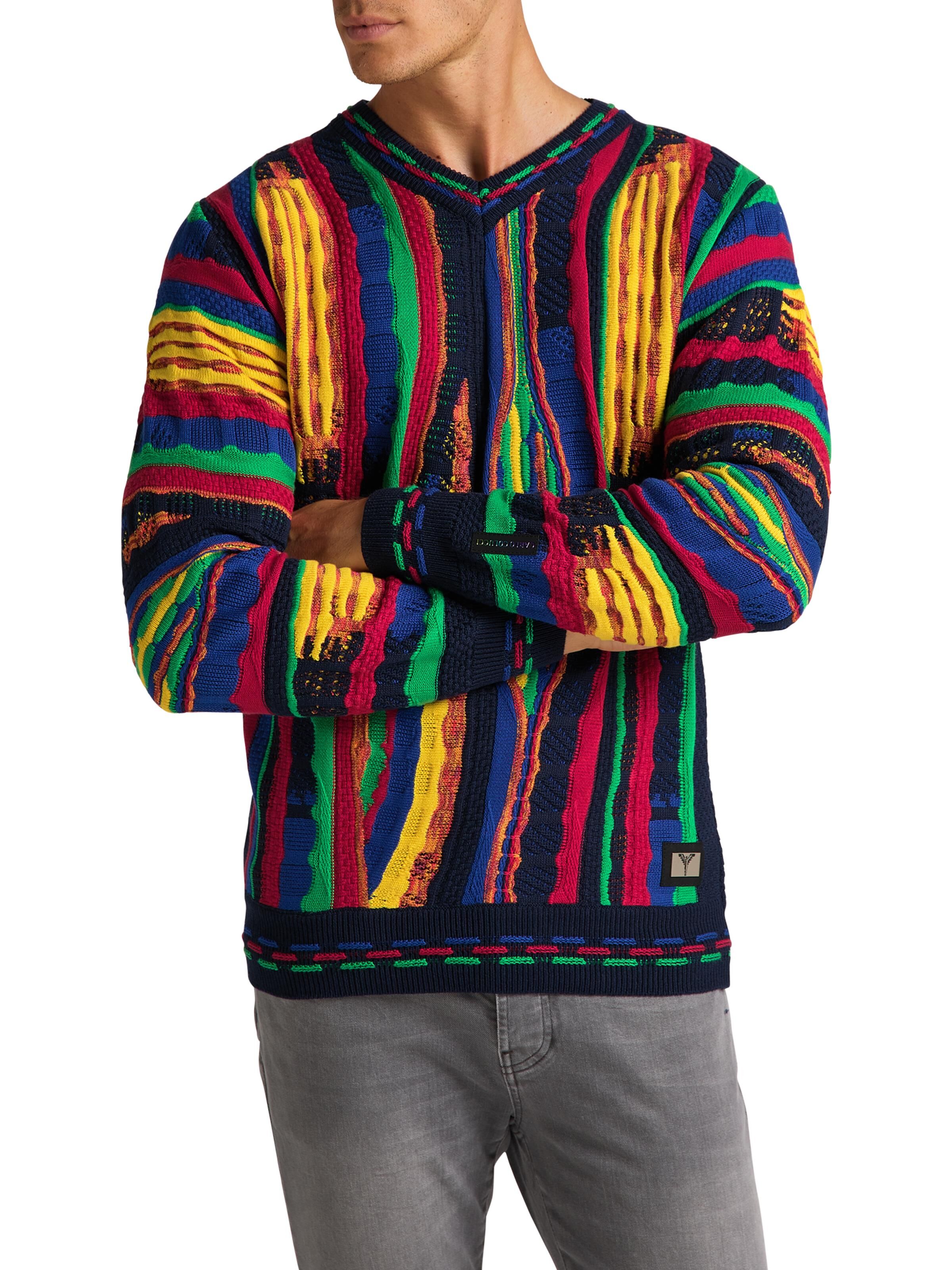 Vintage-Jacquard sweater | Navy / Red | L | DAH-C9909-101-L