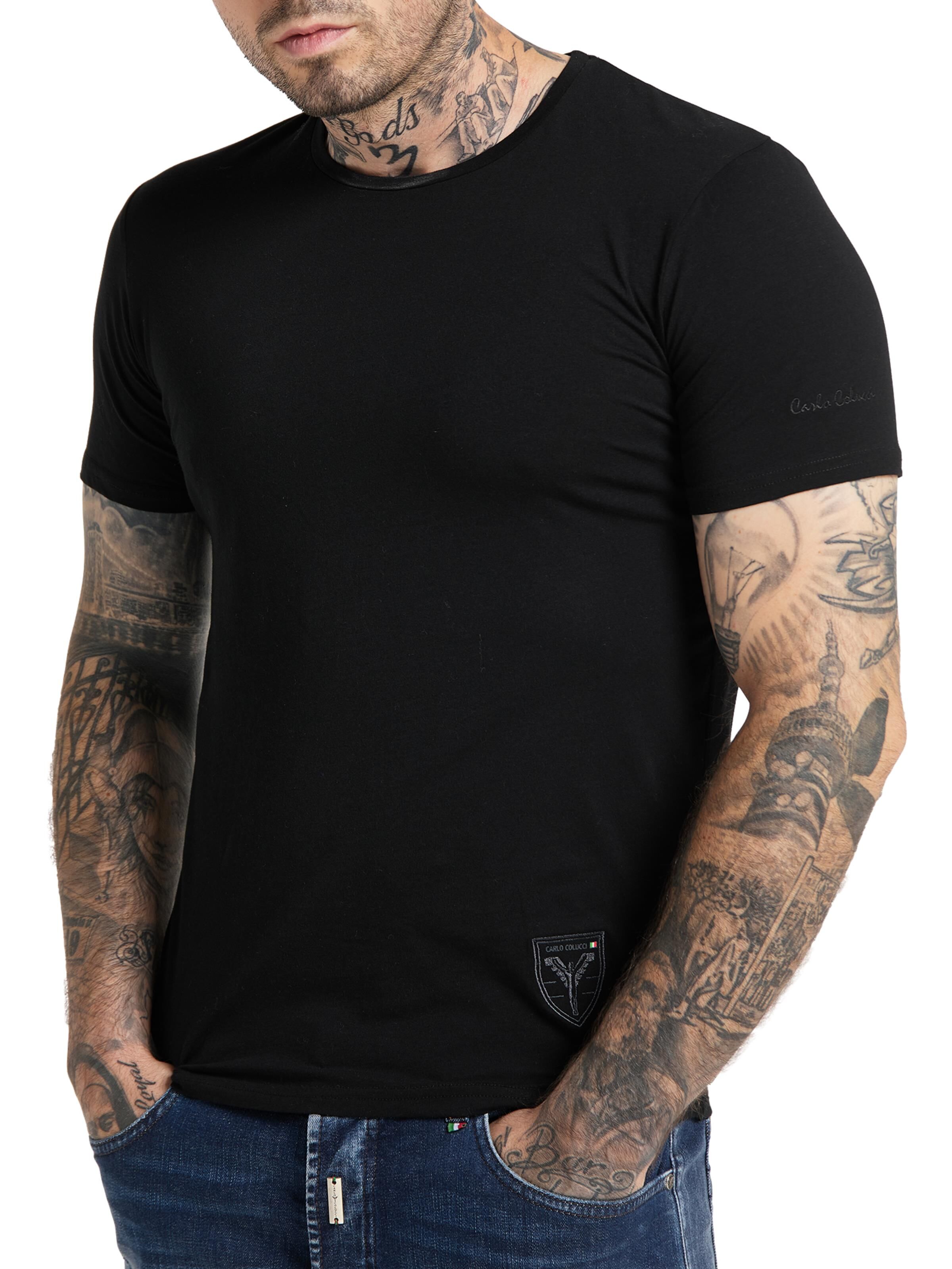 Rundhals T-Shirt mit Logo Stickerei
