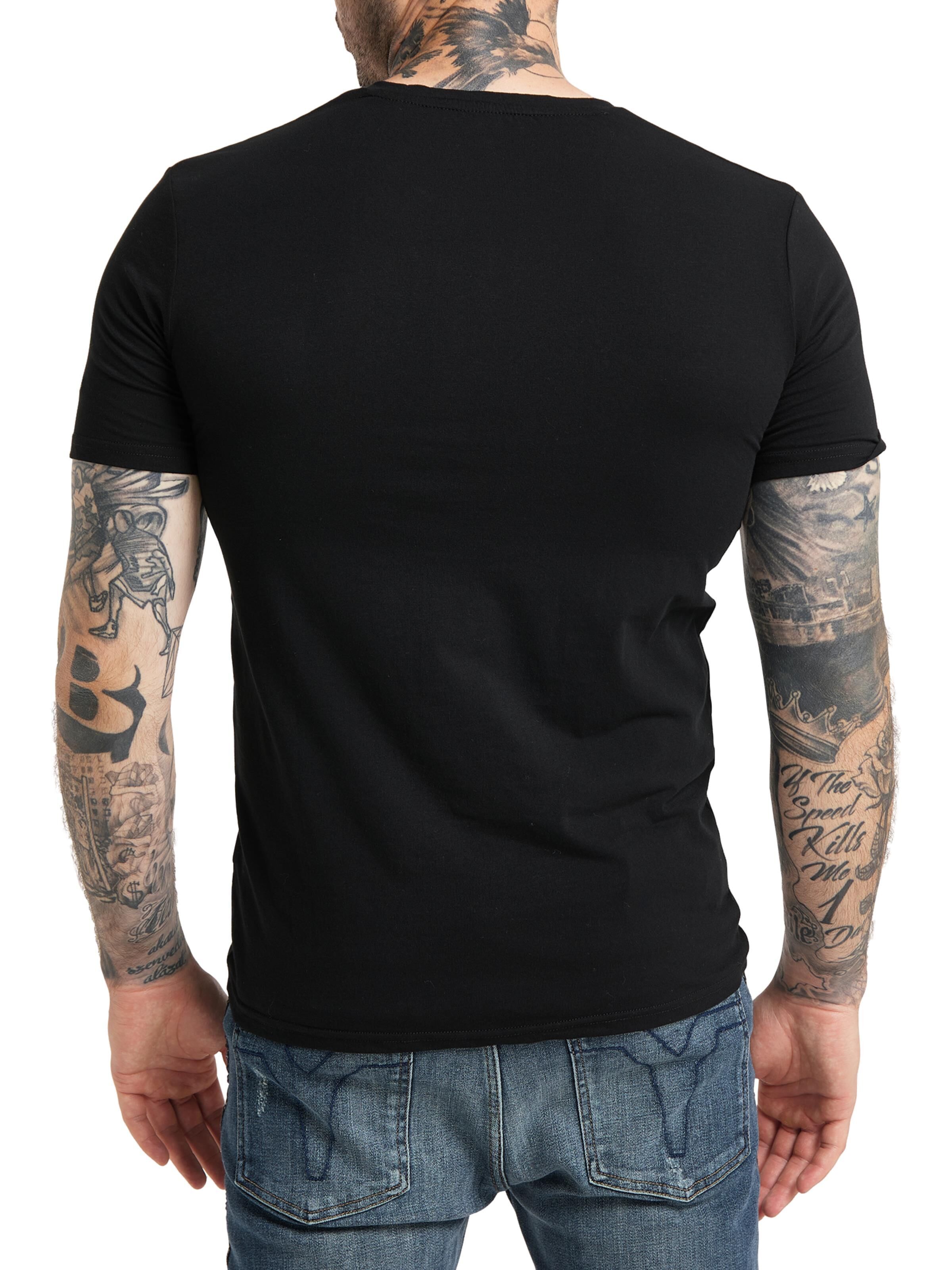 V-neck T-Shirt mit aufwendiger Stickerei