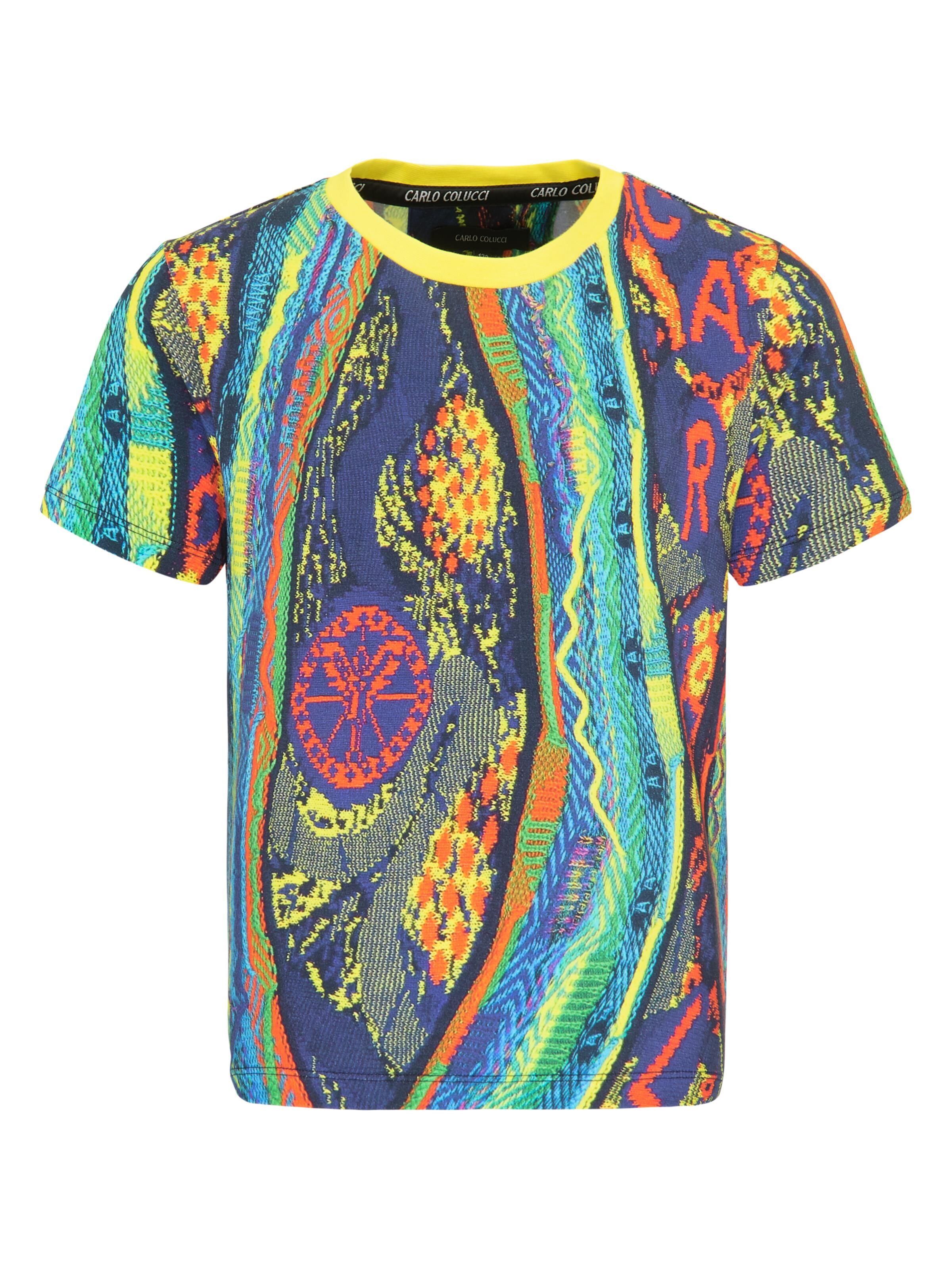 Carlo Colucci Kinder T-Shirt im Allover-Print - 122/128 Petrol