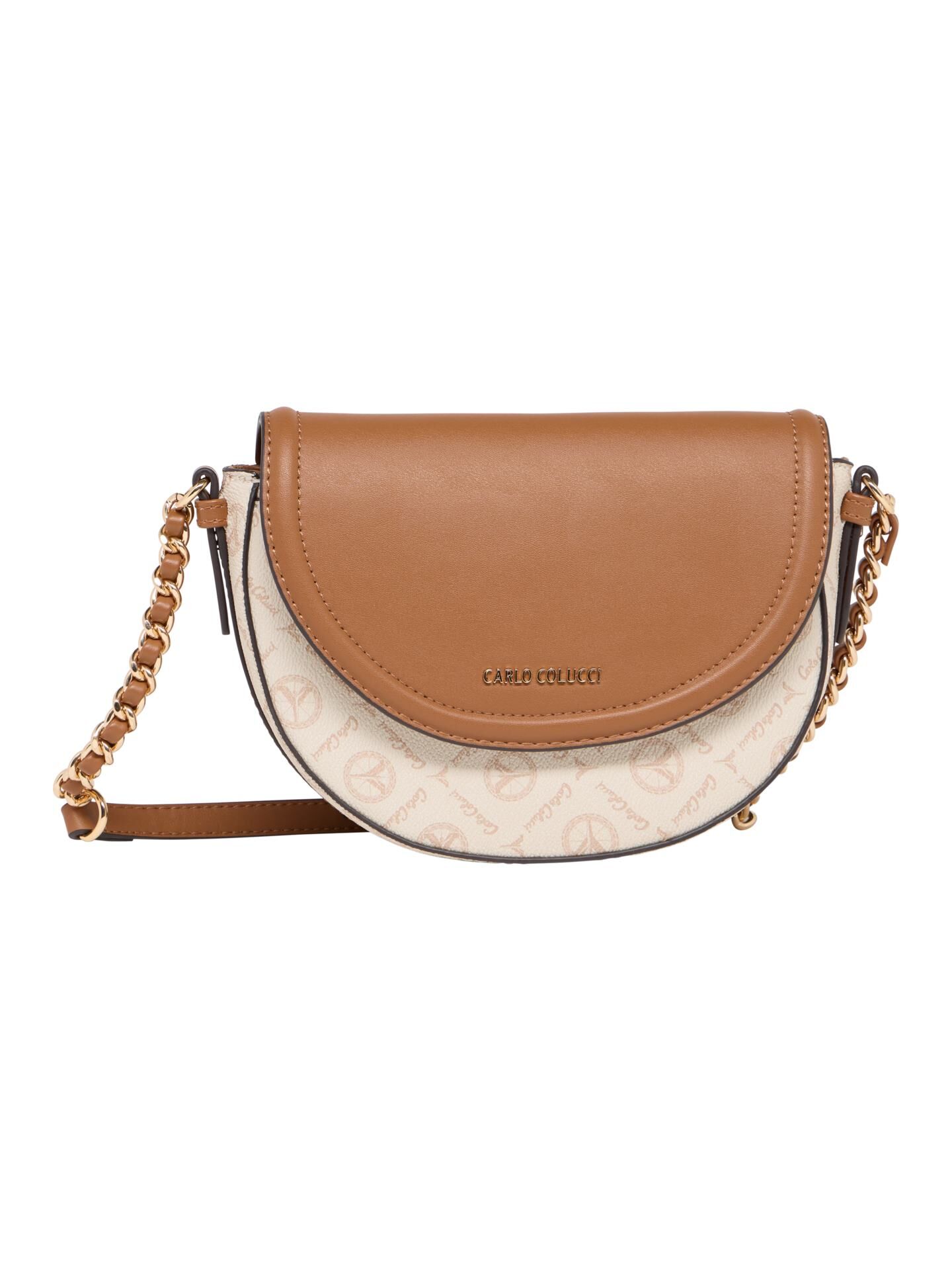 Carlo Colucci Handtasche mit Logoprint - Creme