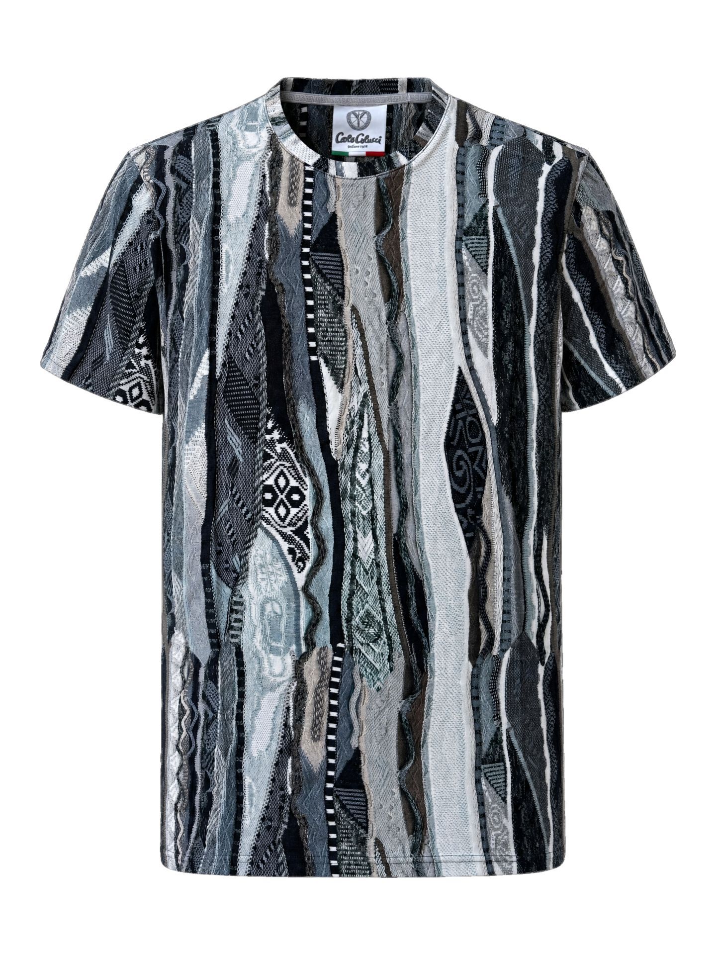 Carlo Colucci Knit Print Story T-Shirt - XL Weiß