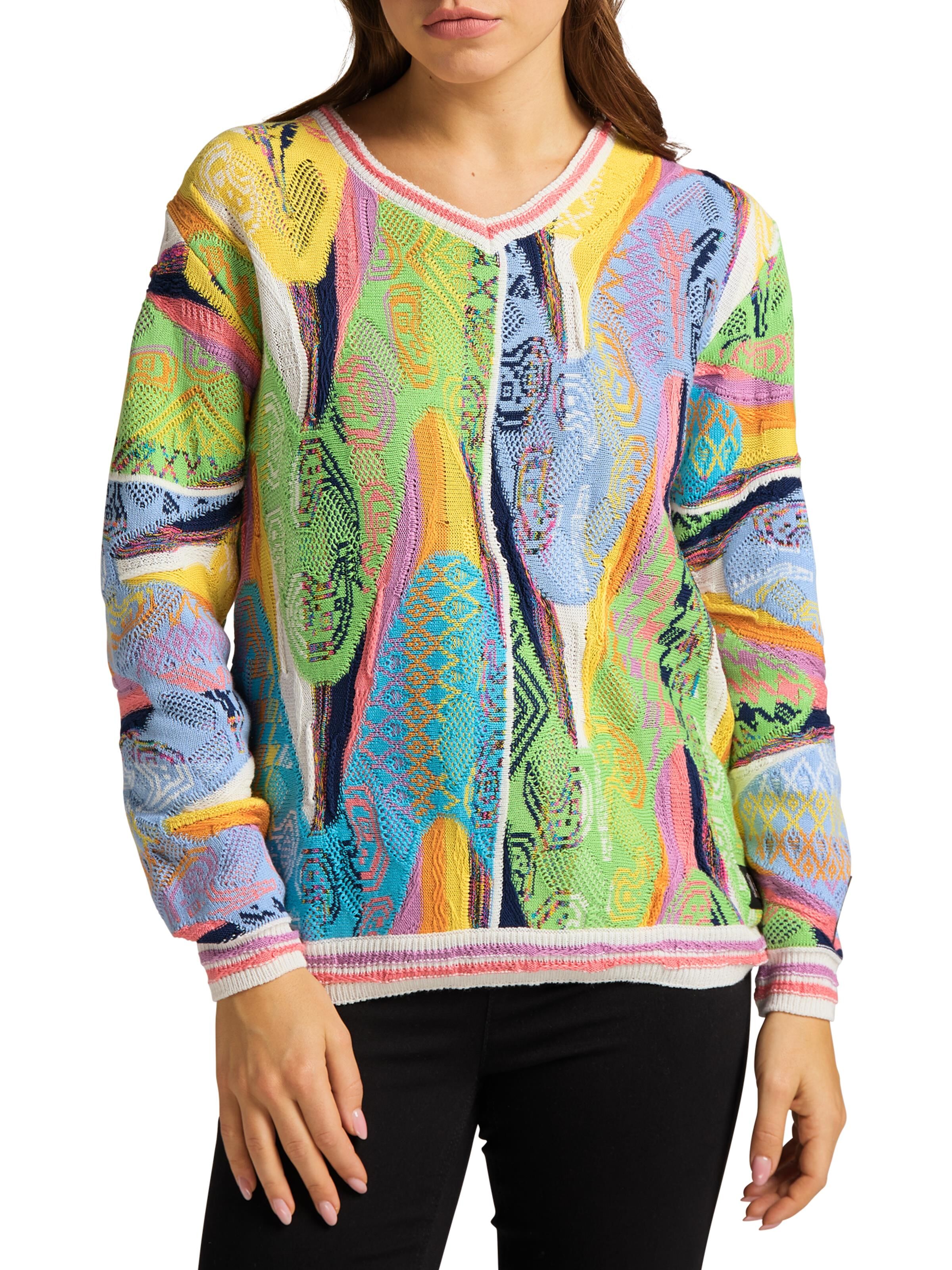 Jacquard sweater with V-neck