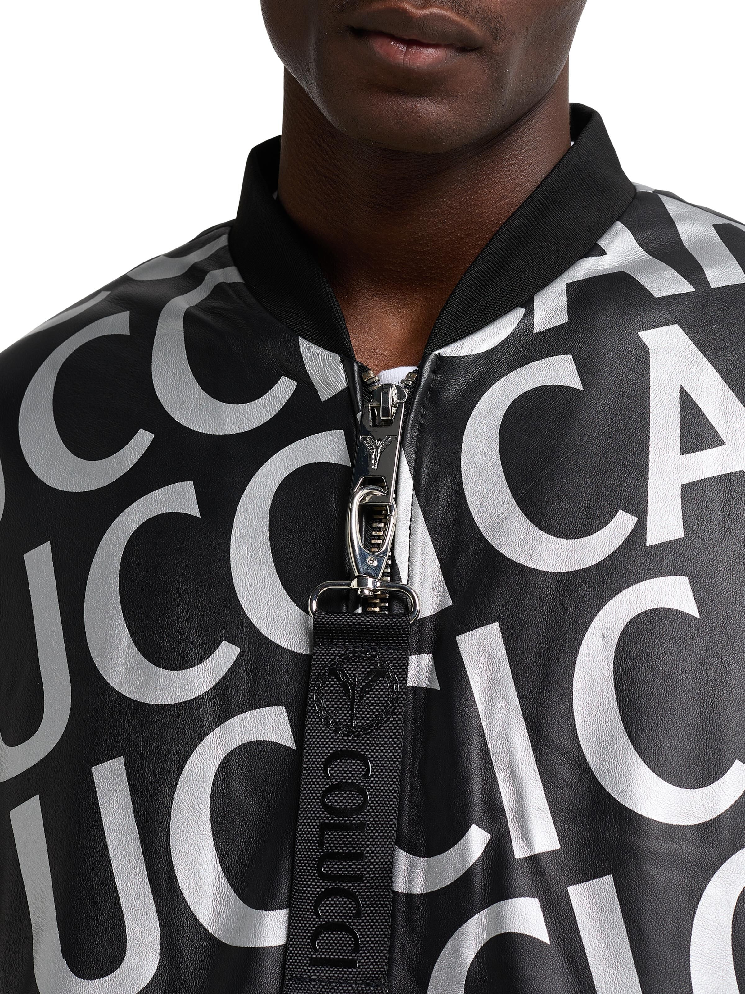 Leather blouson with lettering