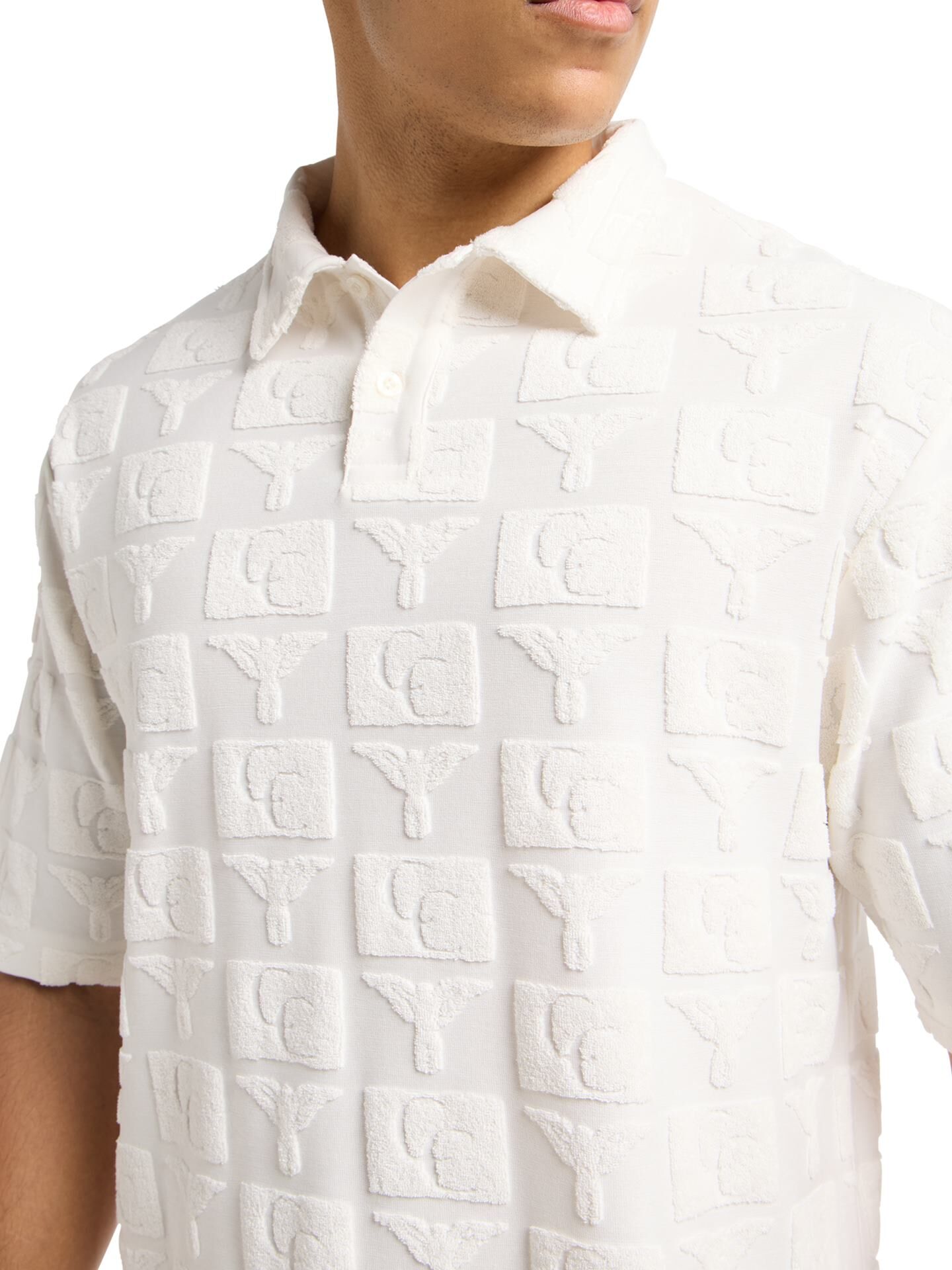  Oversize Poloshirt mit Frotteeinsätzen