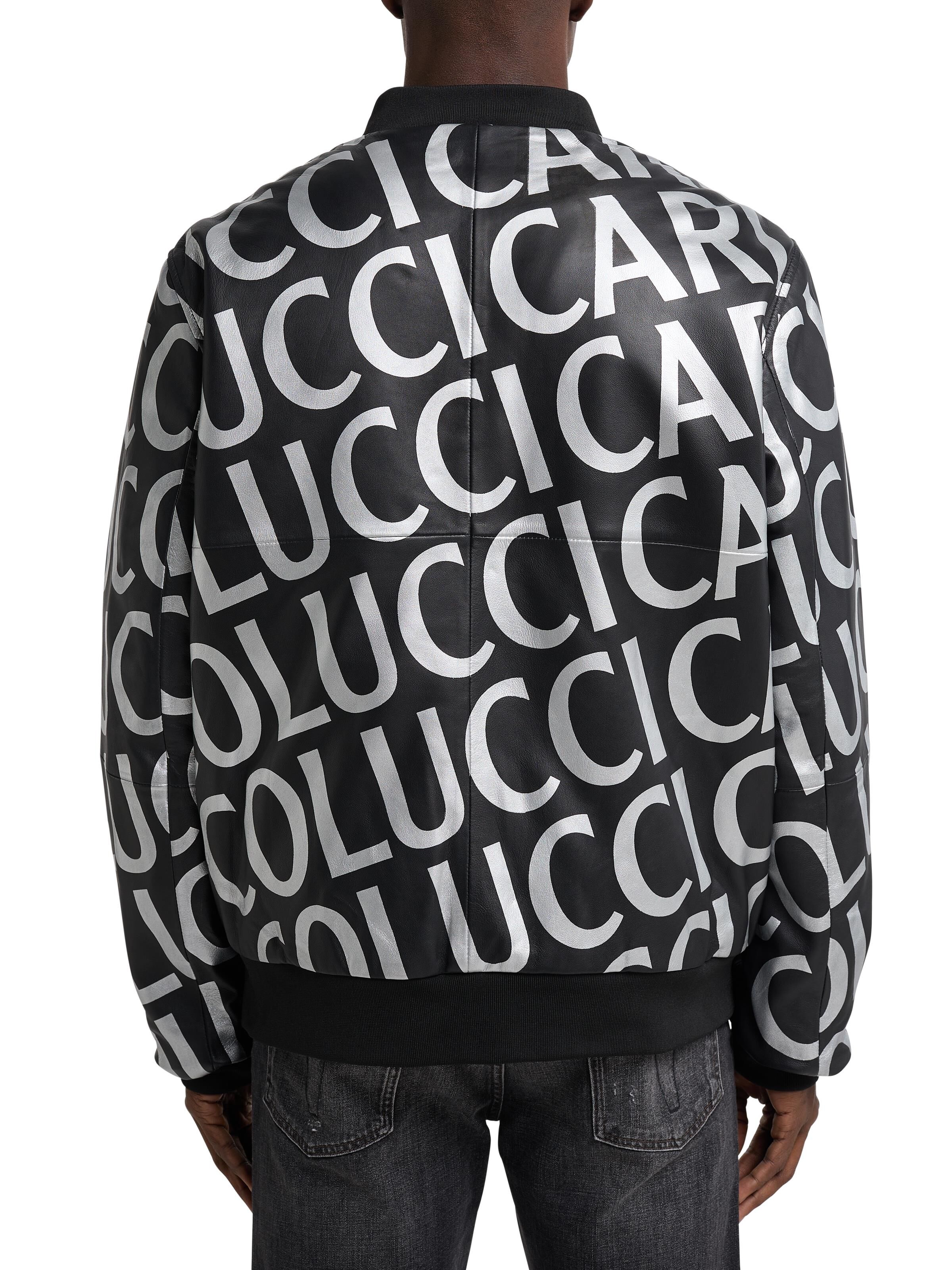 Leather blouson with lettering