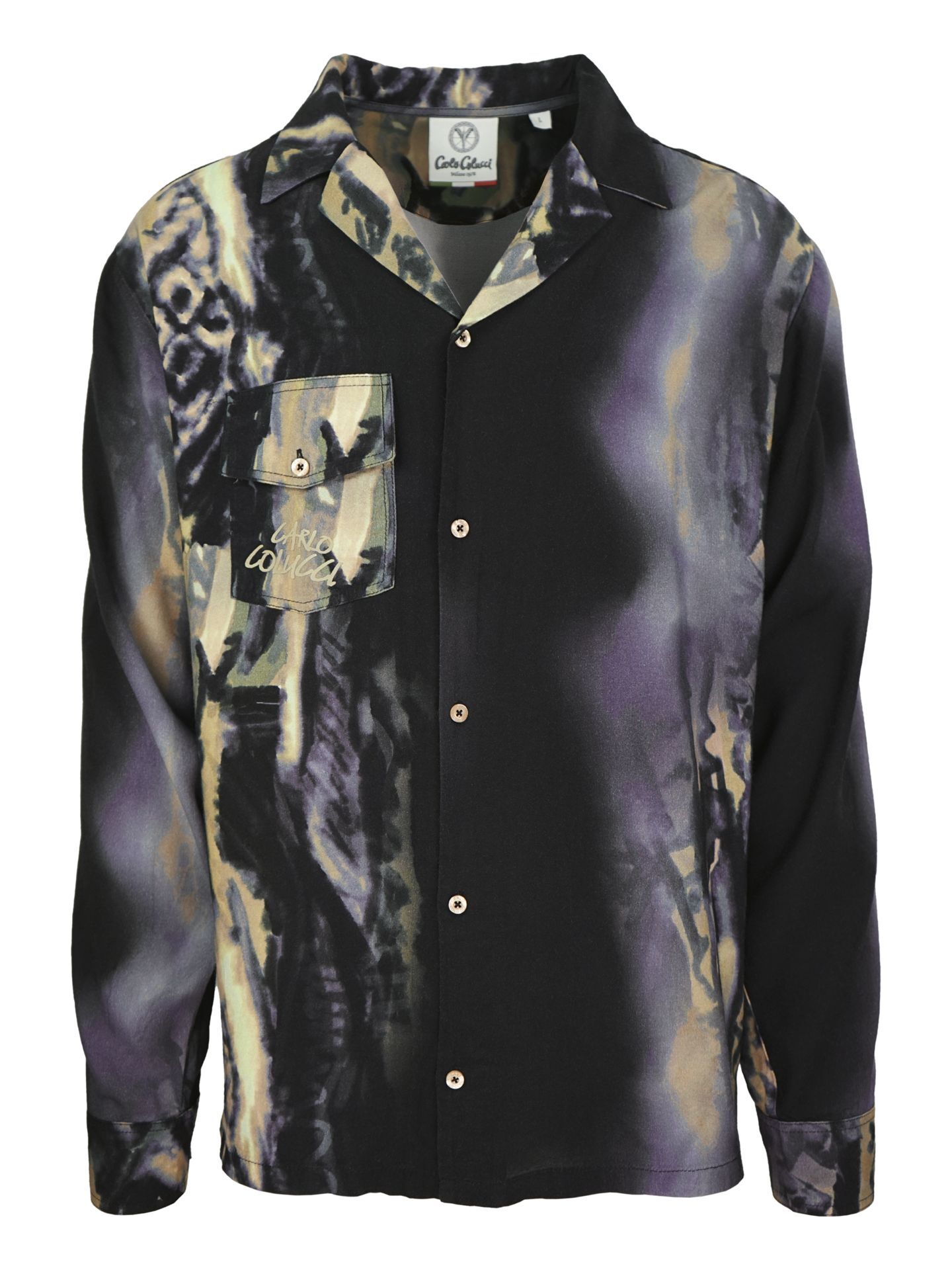 Carlo Colucci Oversize Hemd - Liquid Stitches - Schwarz L