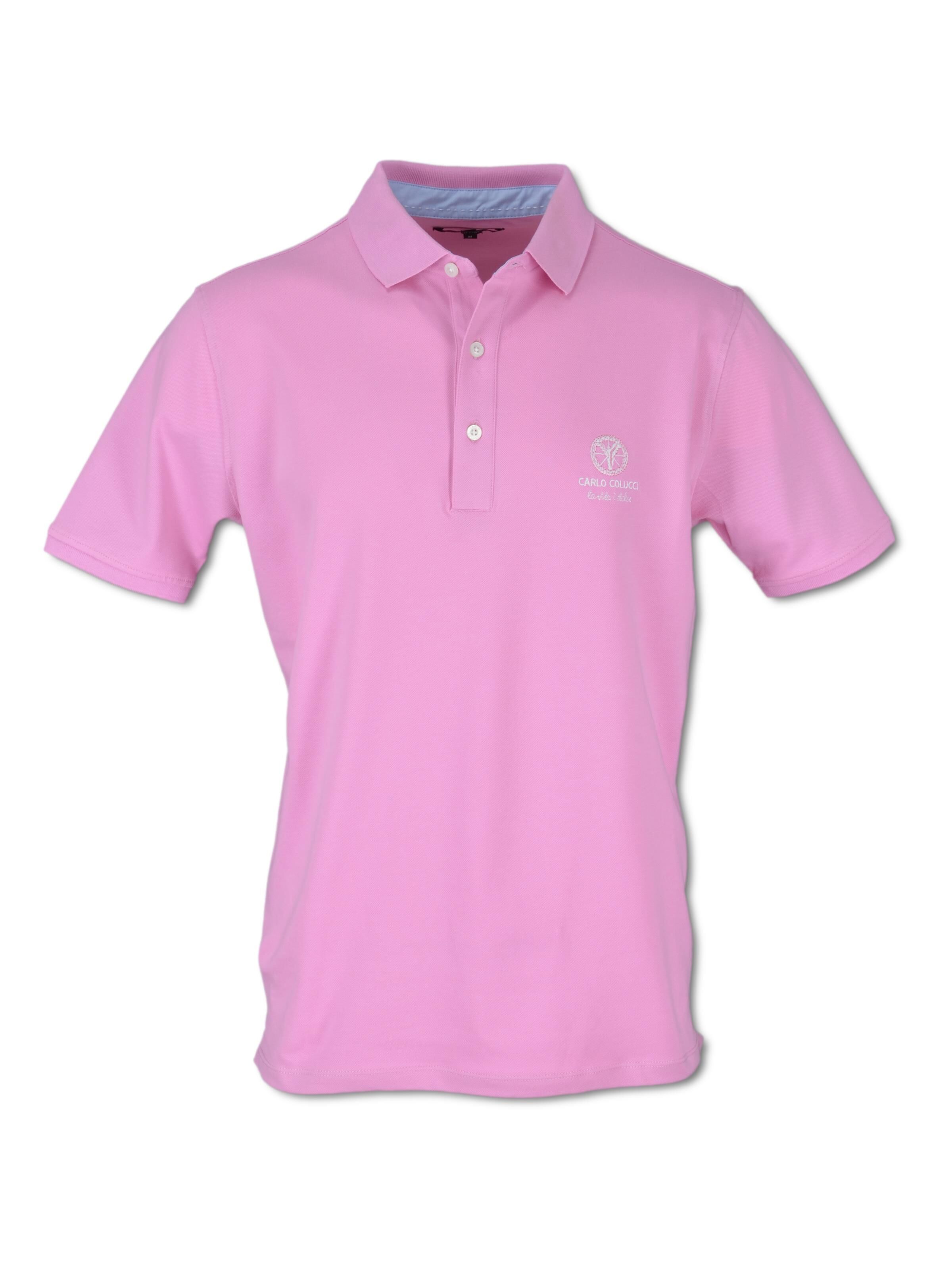 Plain polo shirt with logo in contrasting colors Pink M DAH