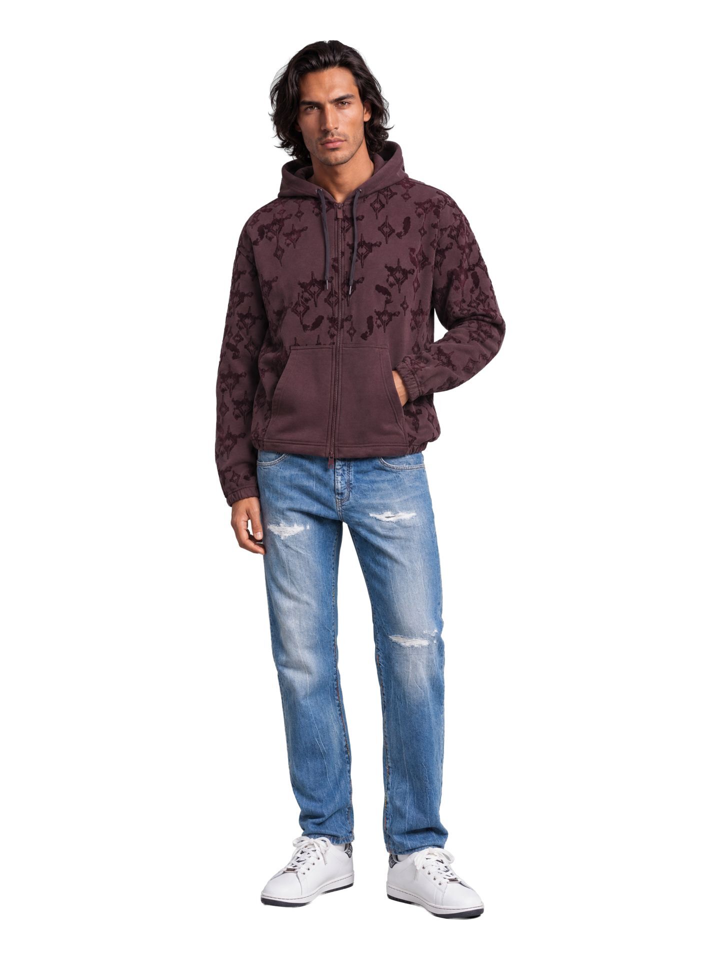  Zip hoodie with flock print - Soft Impact