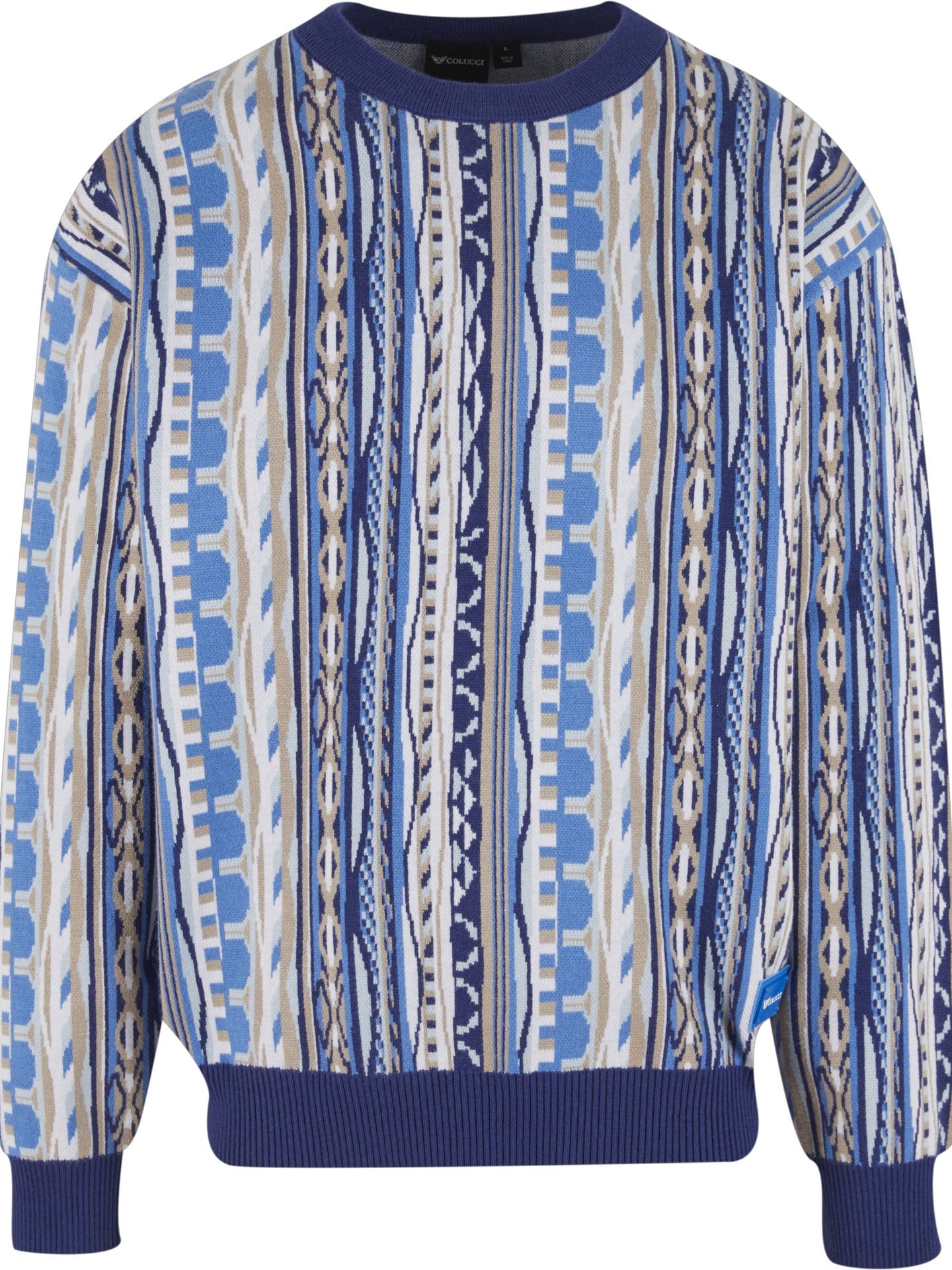 Knit Crew Neck Sweater-Clear Blue main image 1