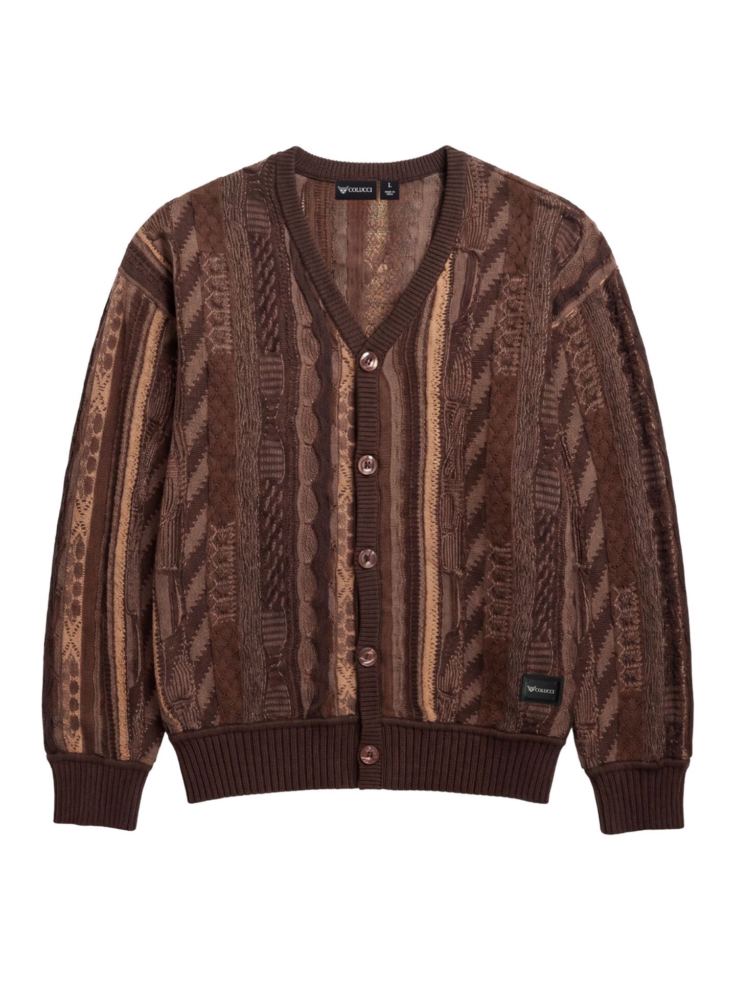 Carlo Colucci 3D Strickjacke - S Braun