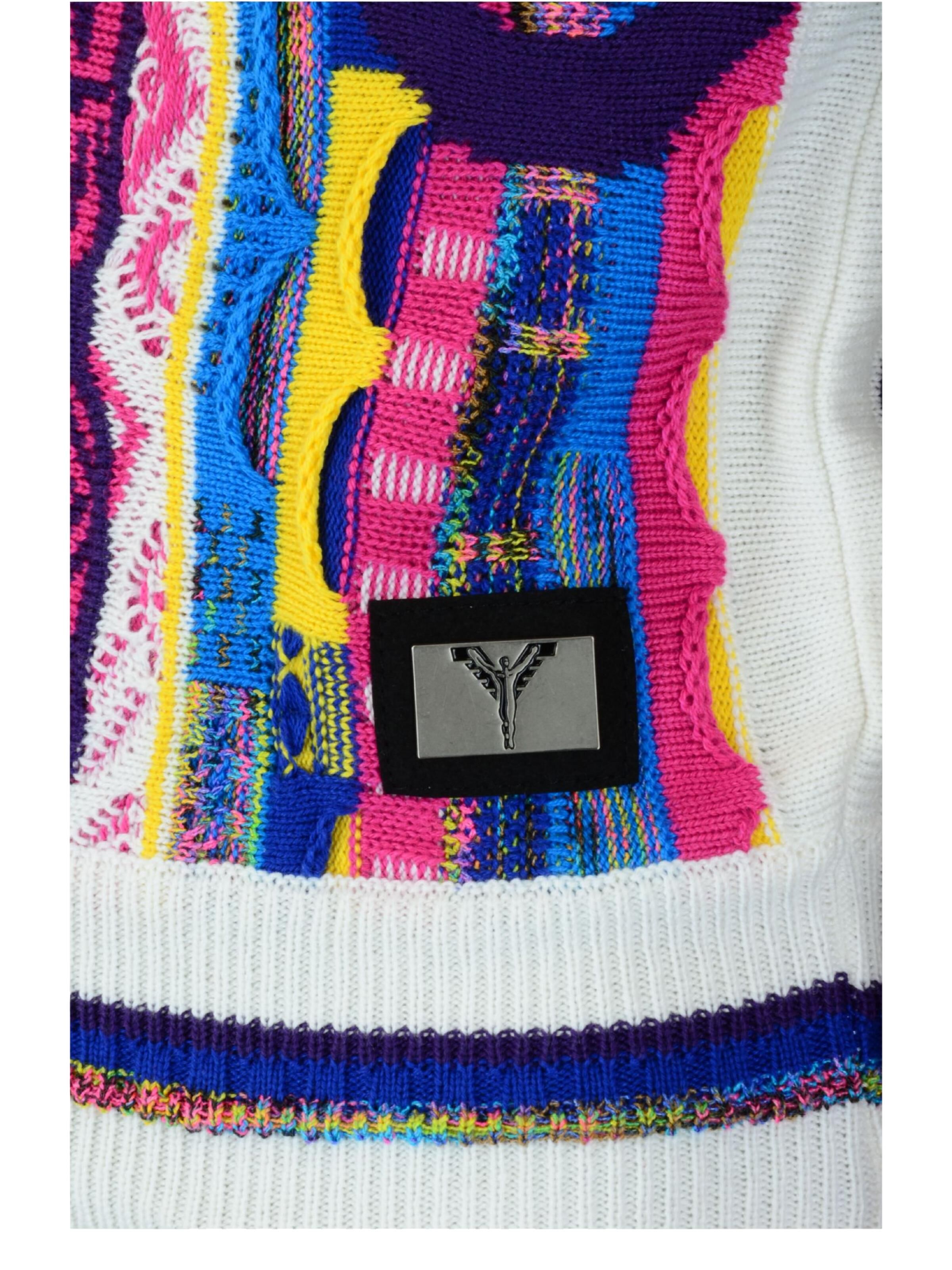 Allover girl cardigan with stand-up collar