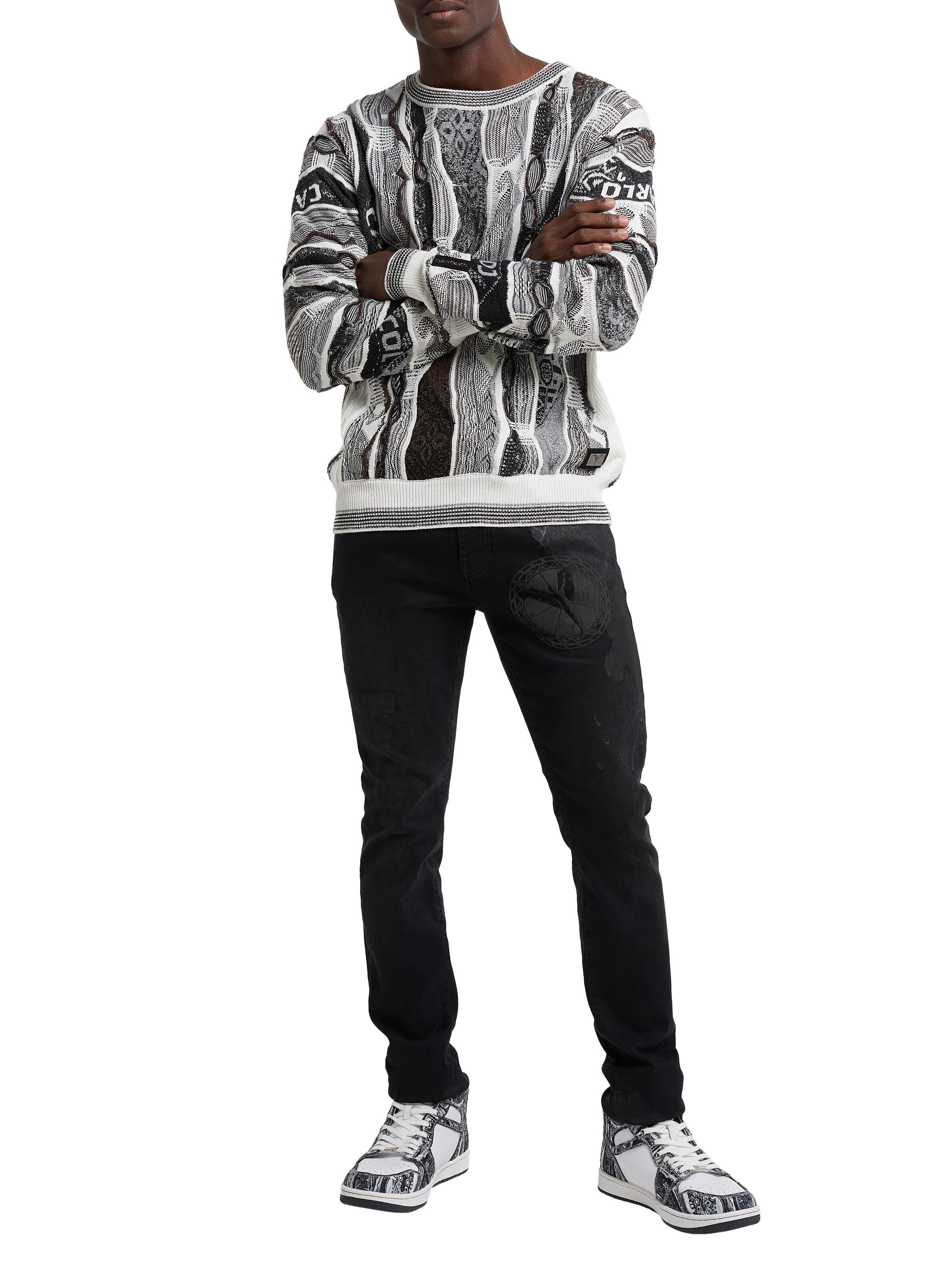 Crew neck sweater | White / Grey | M | CC-C11012-591-M