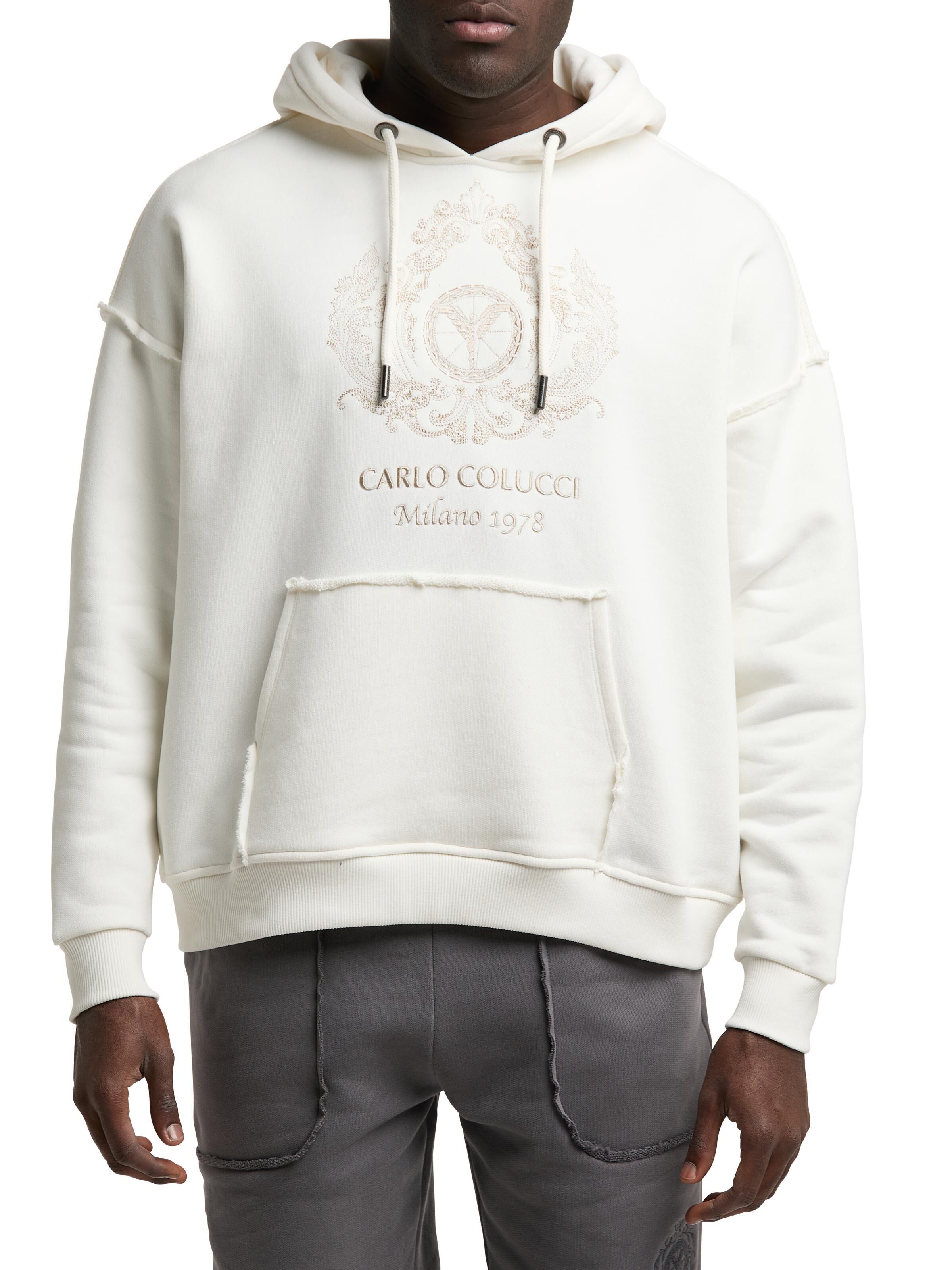 Over size hoodie with embroidery | White | M | CC-C5739-59-M