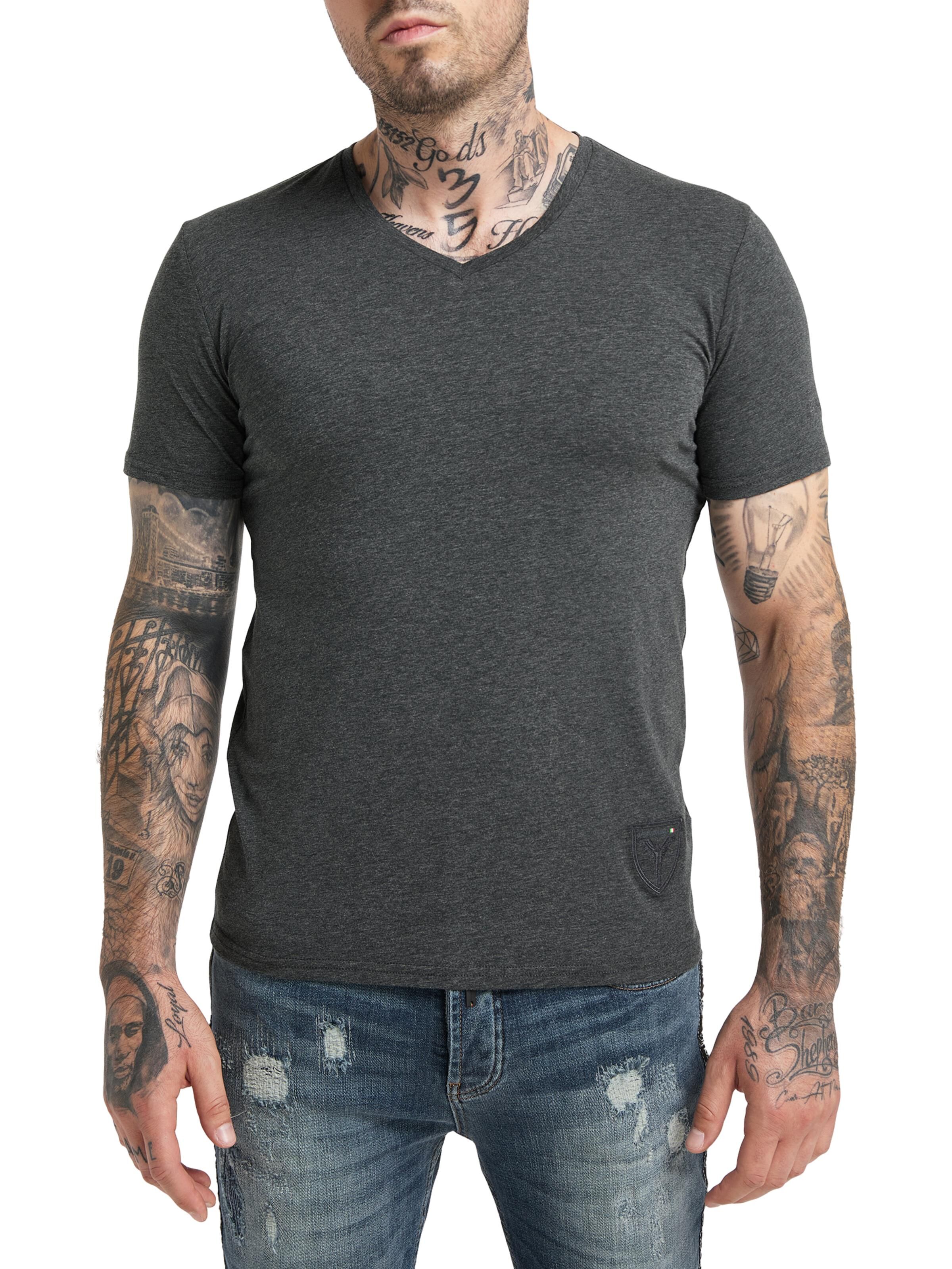 V-neck T-Shirt mit aufwendiger Stickerei