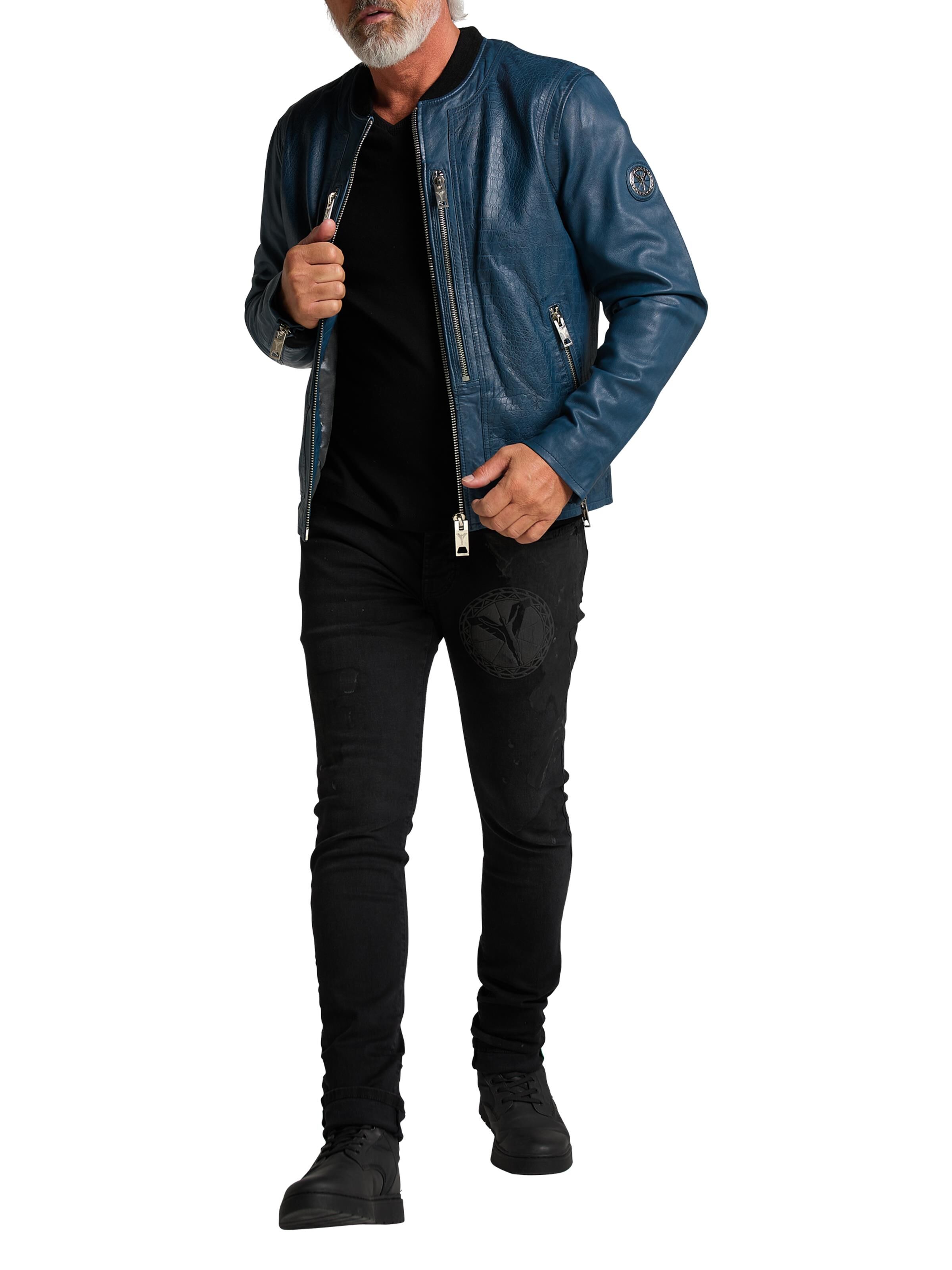Herren Lederjacke in Krokooptik
