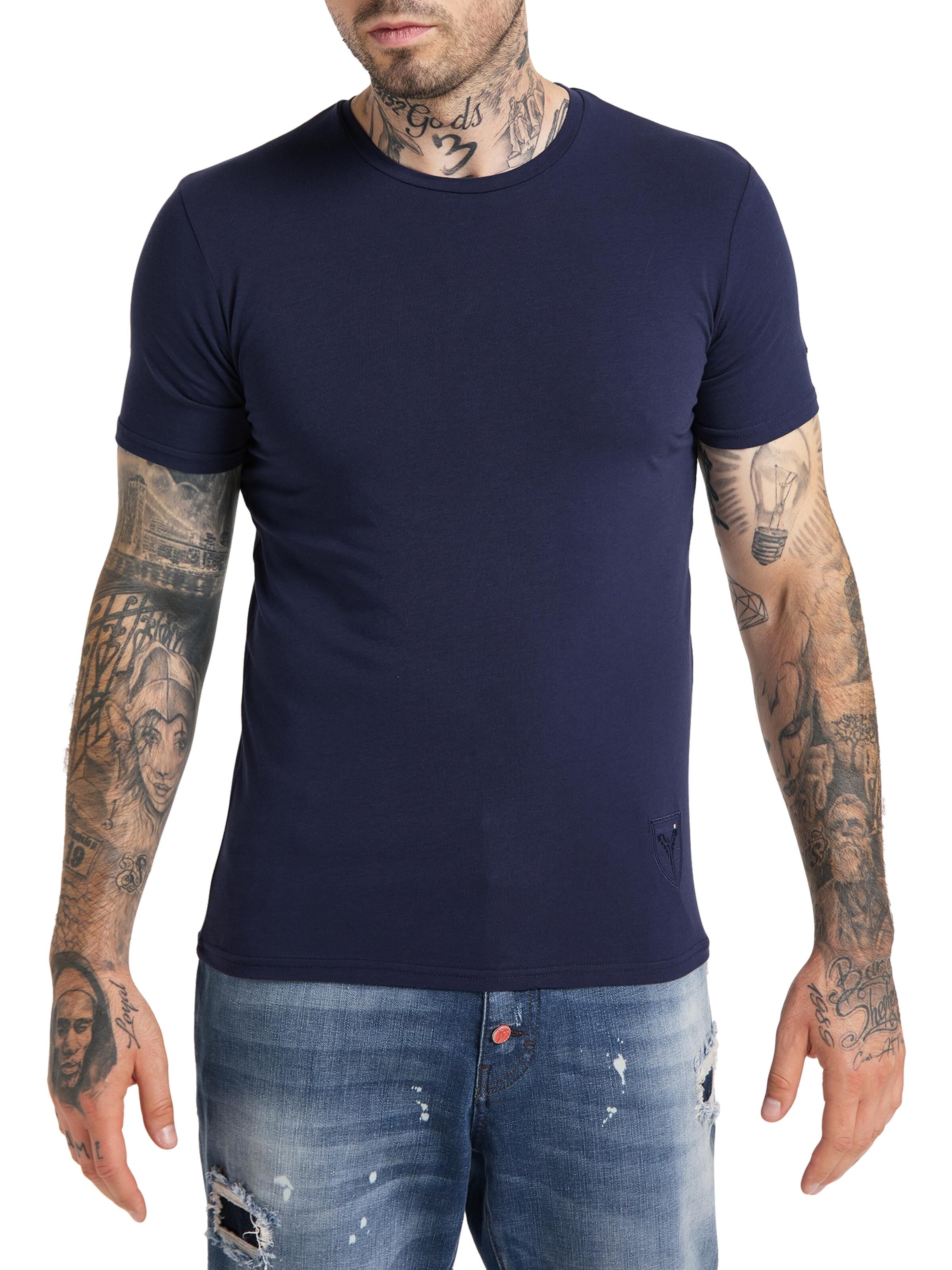 Rundhals T-Shirt mit Logo Stickerei