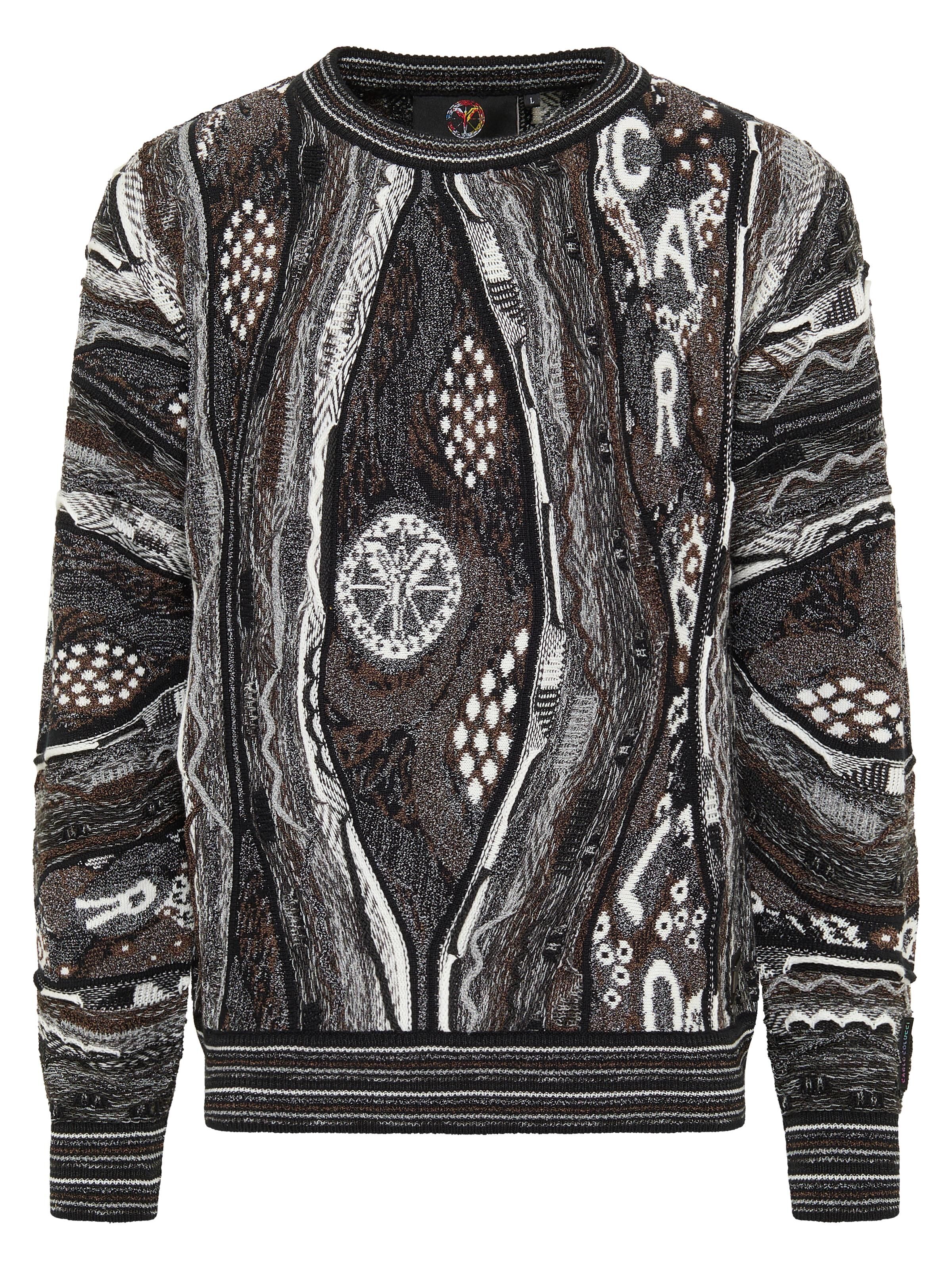 Carlo Colucci Rundhals Pullover - XXL Schwarz / Weiß