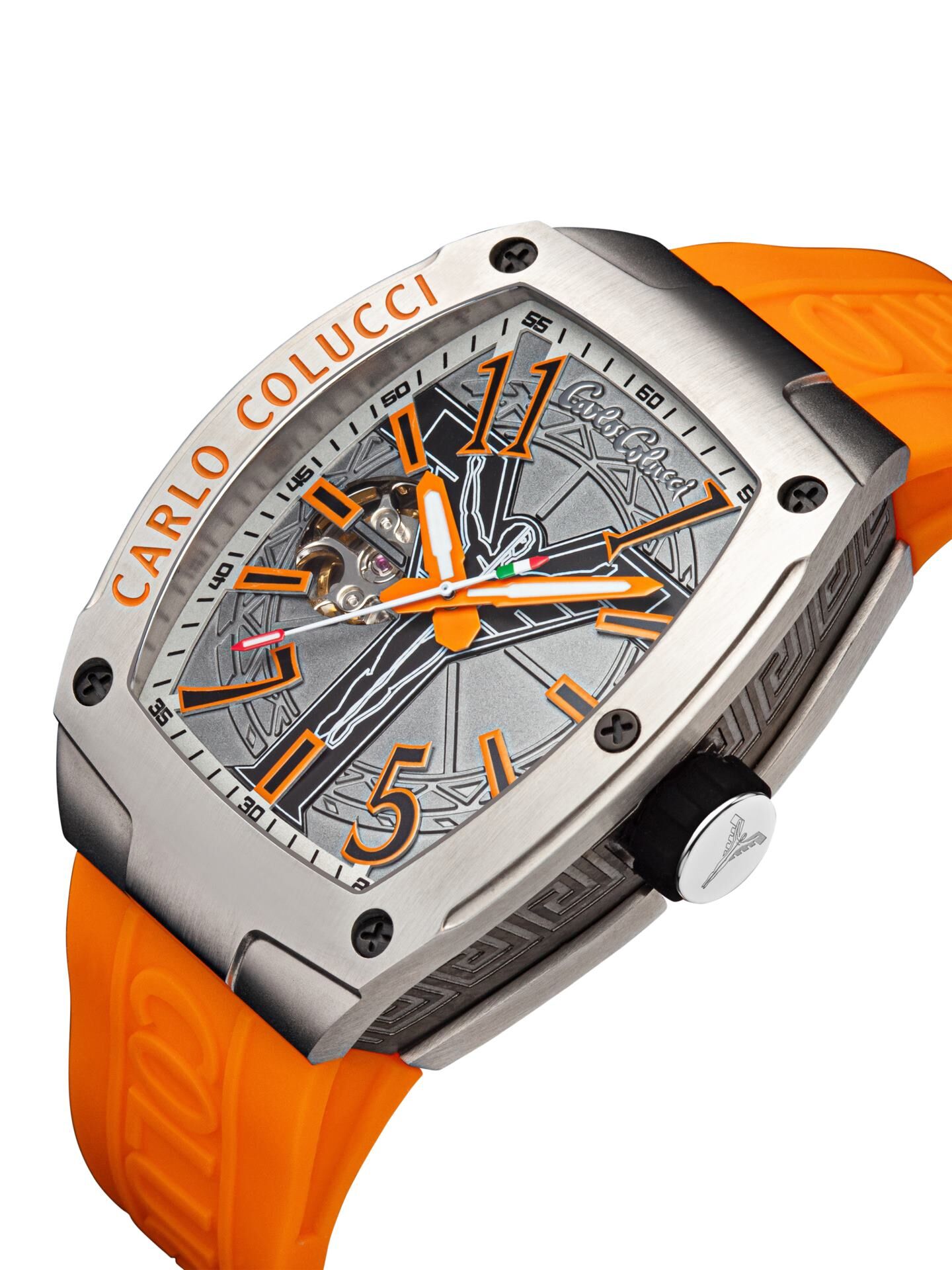 Stainless steel watch with silicone strap | Orange | CC-103-1-751
