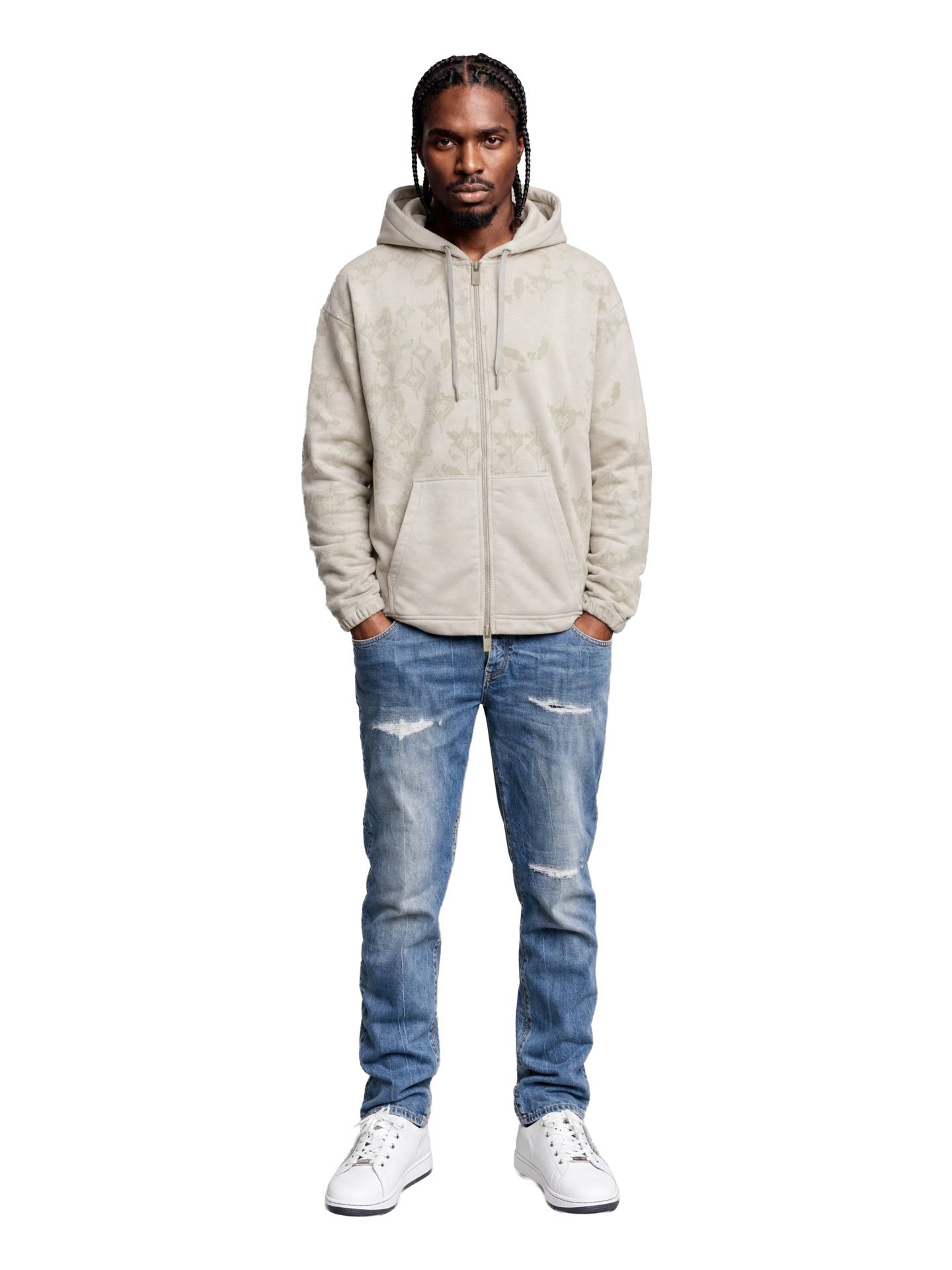  Zip hoodie with flock print - Soft Impact