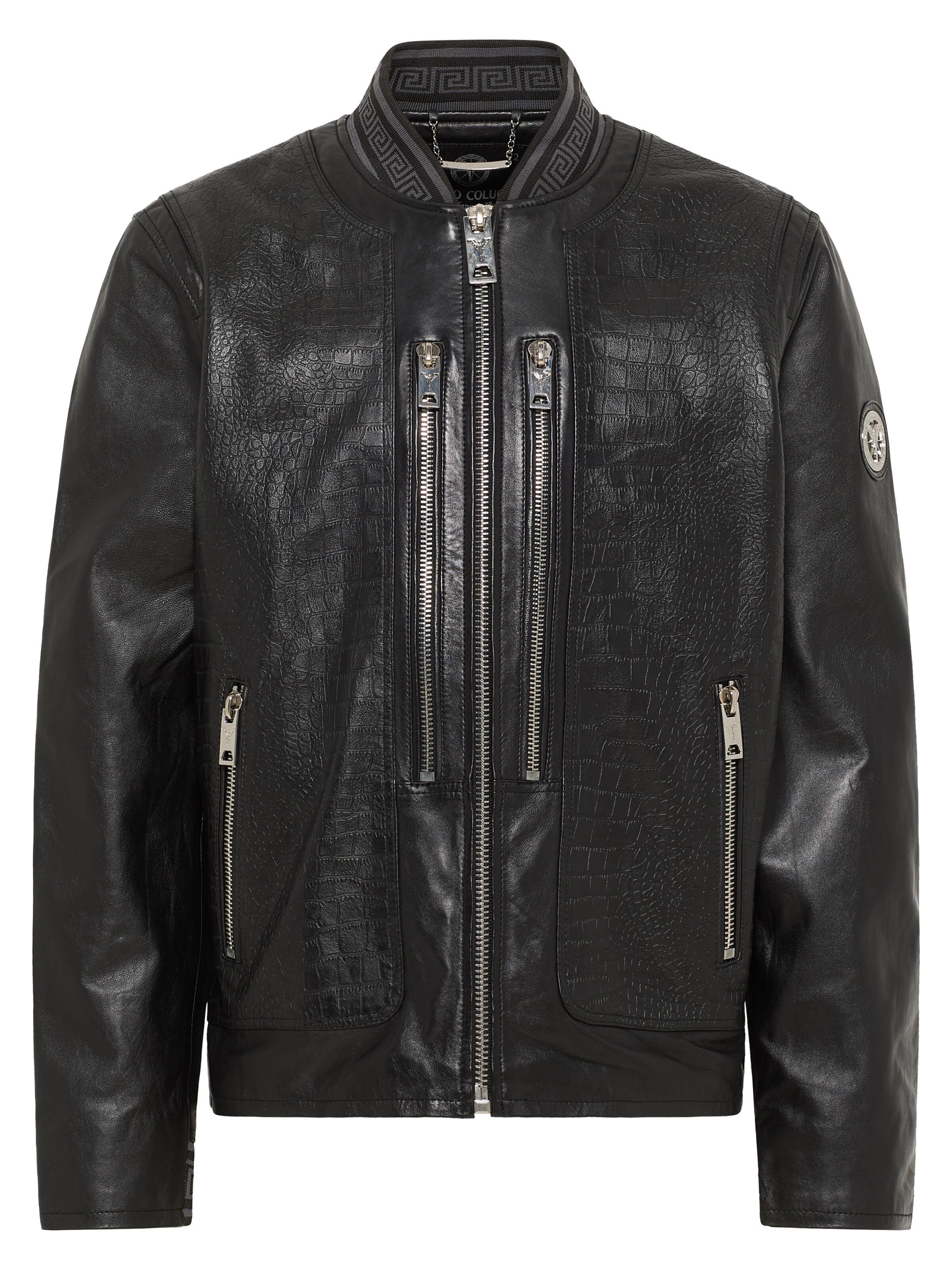 Lederjacke mit Krokooptik
