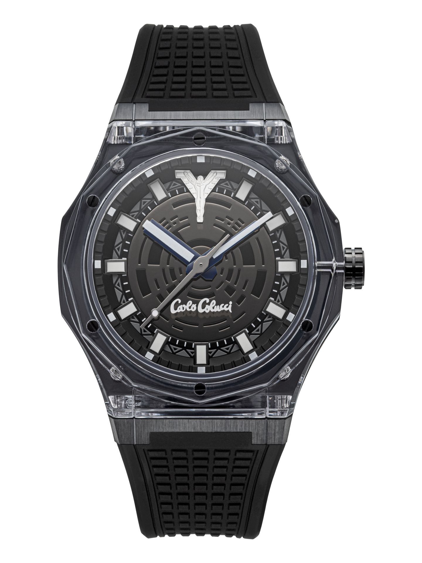 Black brushed stainless steel watch with silicon strap
