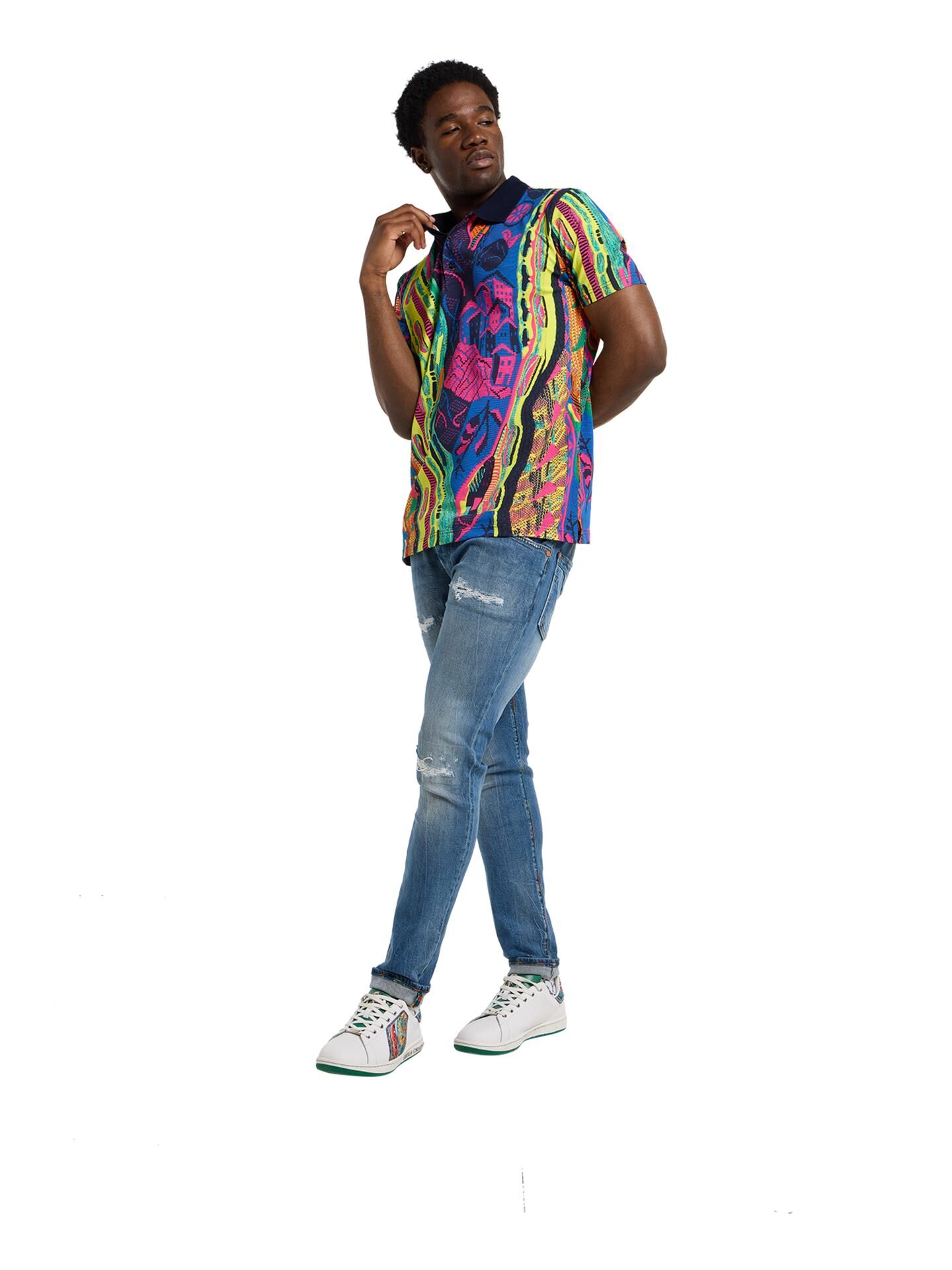  Poloshirt mit Knitprint