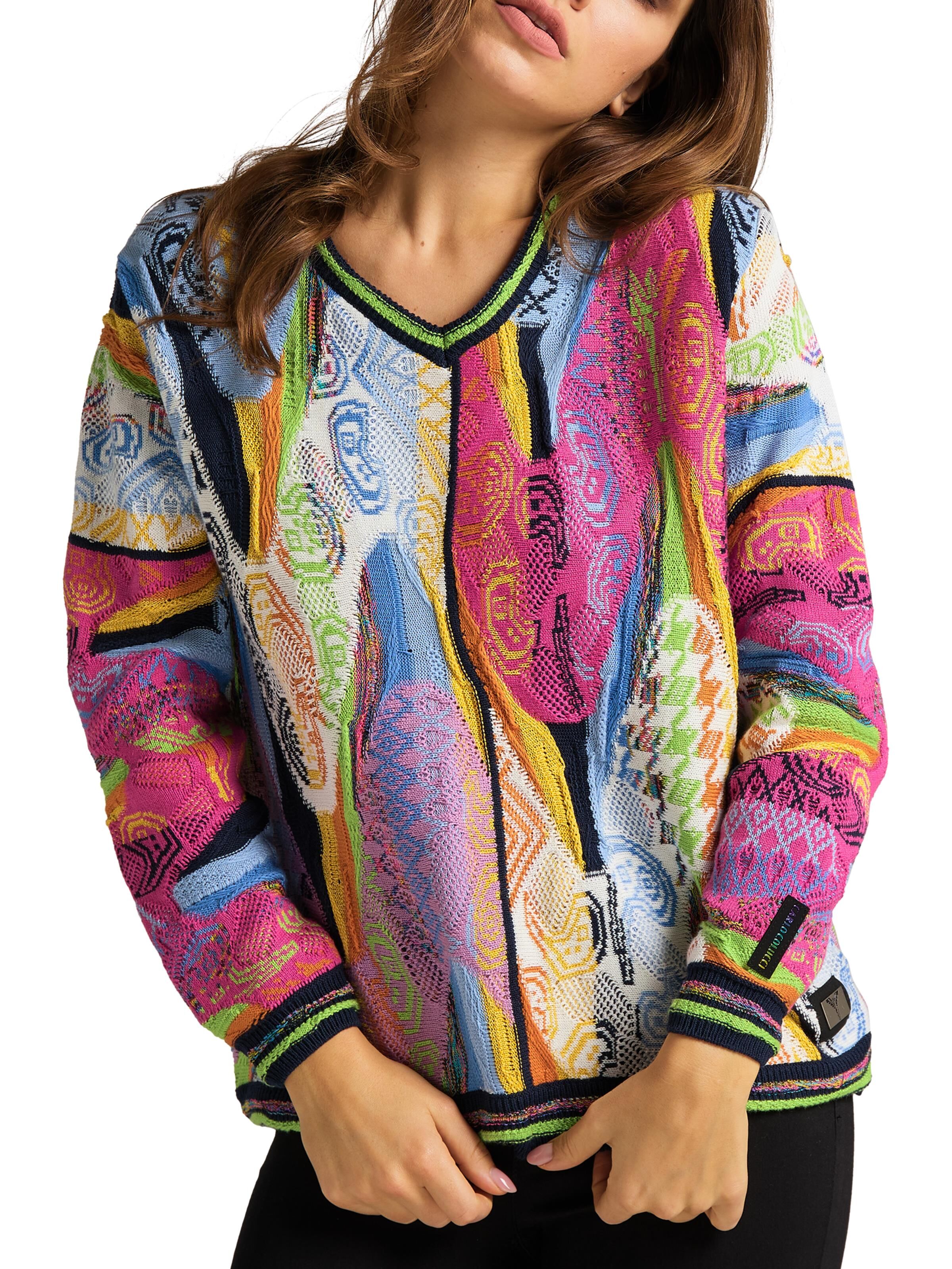 Jacquard sweater with V-neck