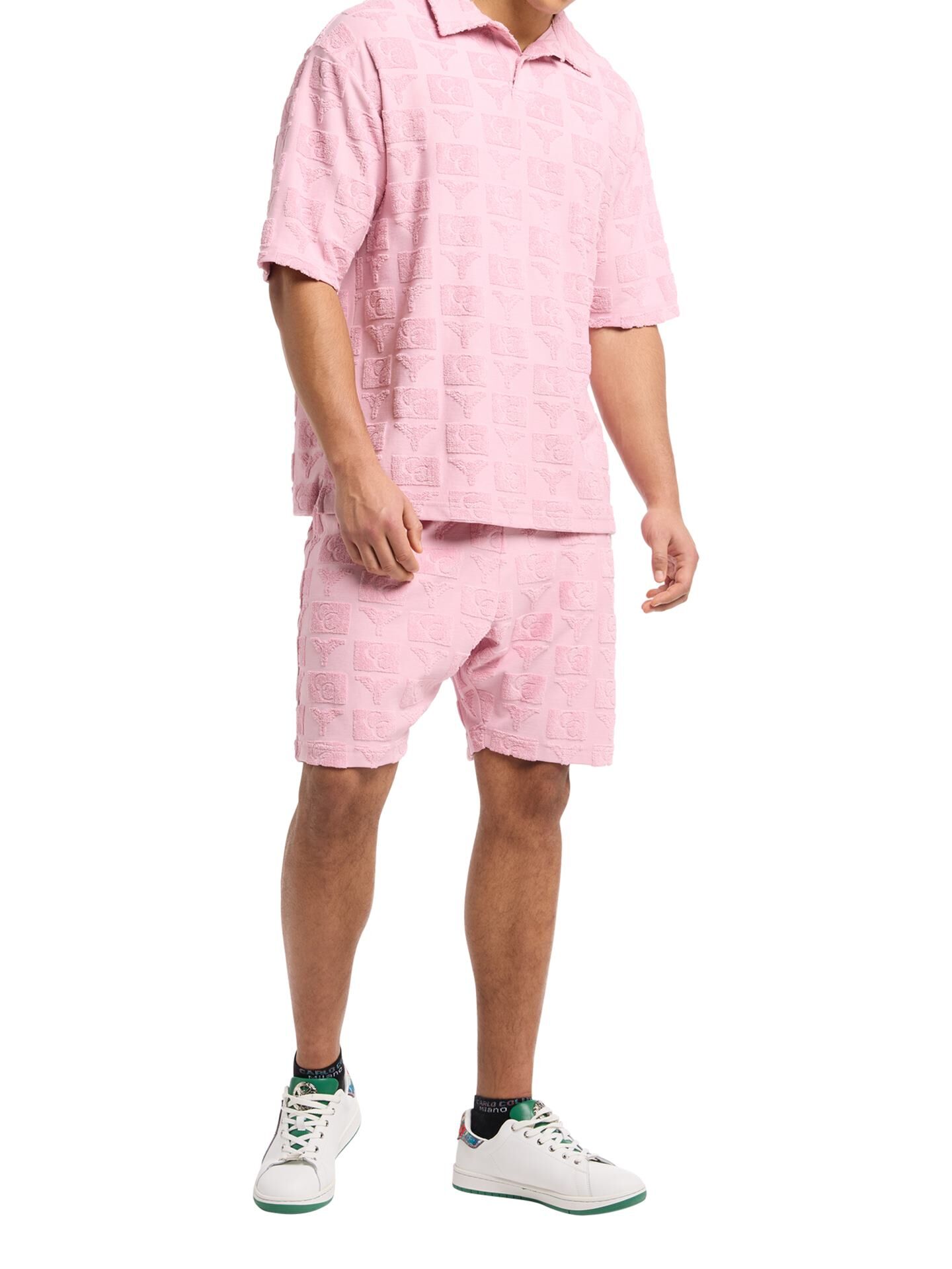  Oversize Poloshirt mit Frotteeinsätzen