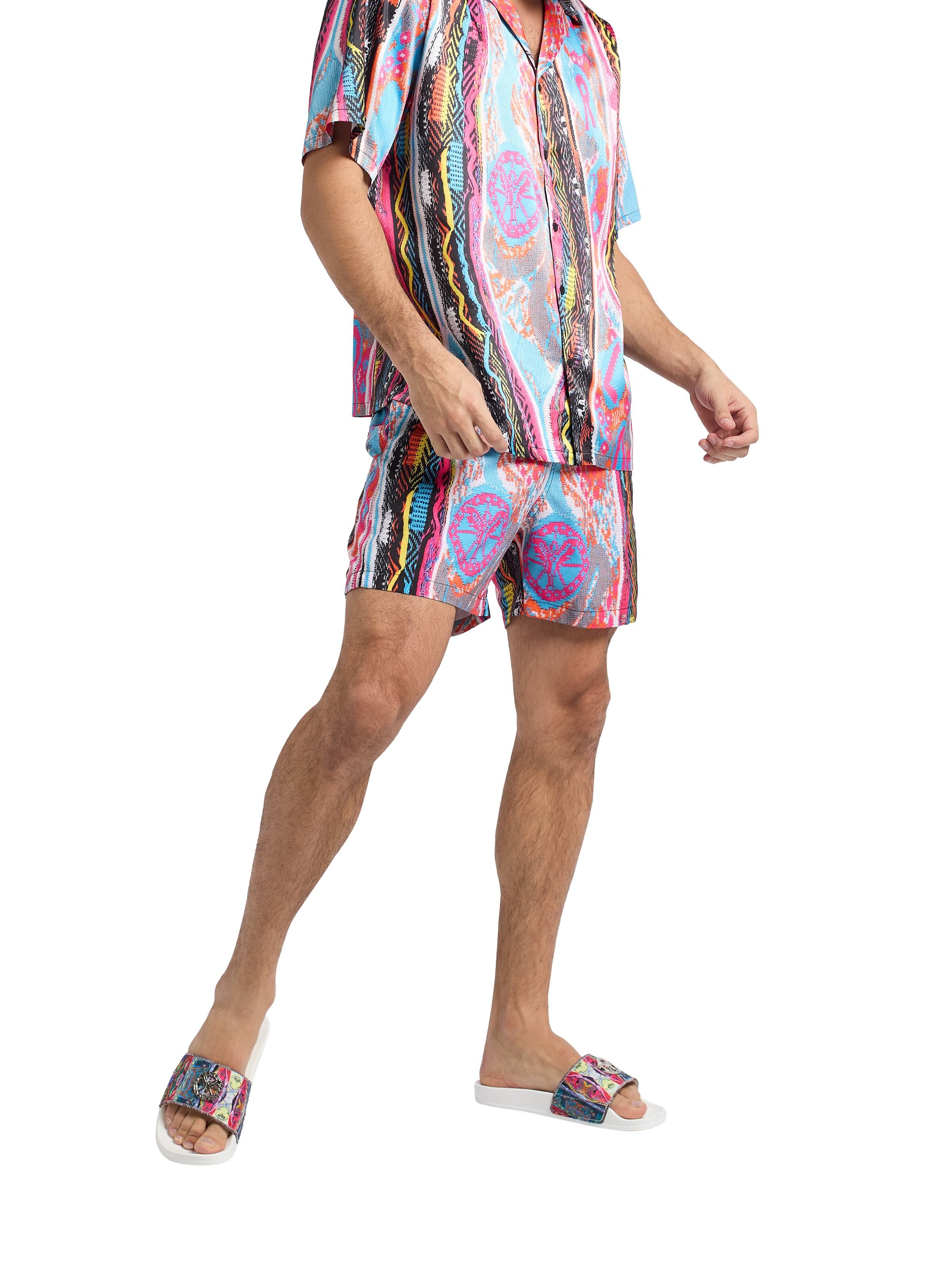 Badeshort mit Strickdruck