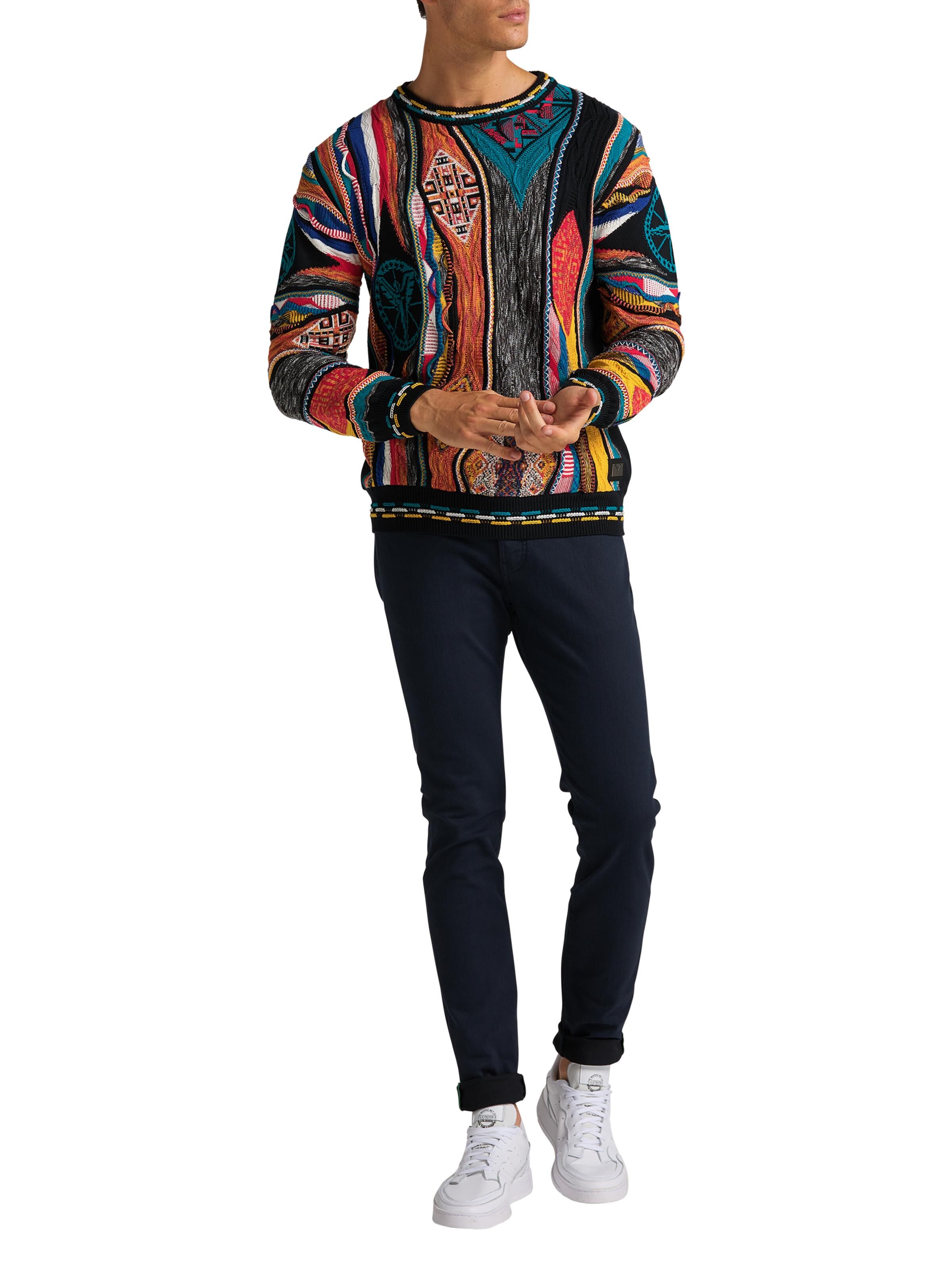 Jacquard sweater with logo | Black / Red | XS | DAH-C9911-201-XS