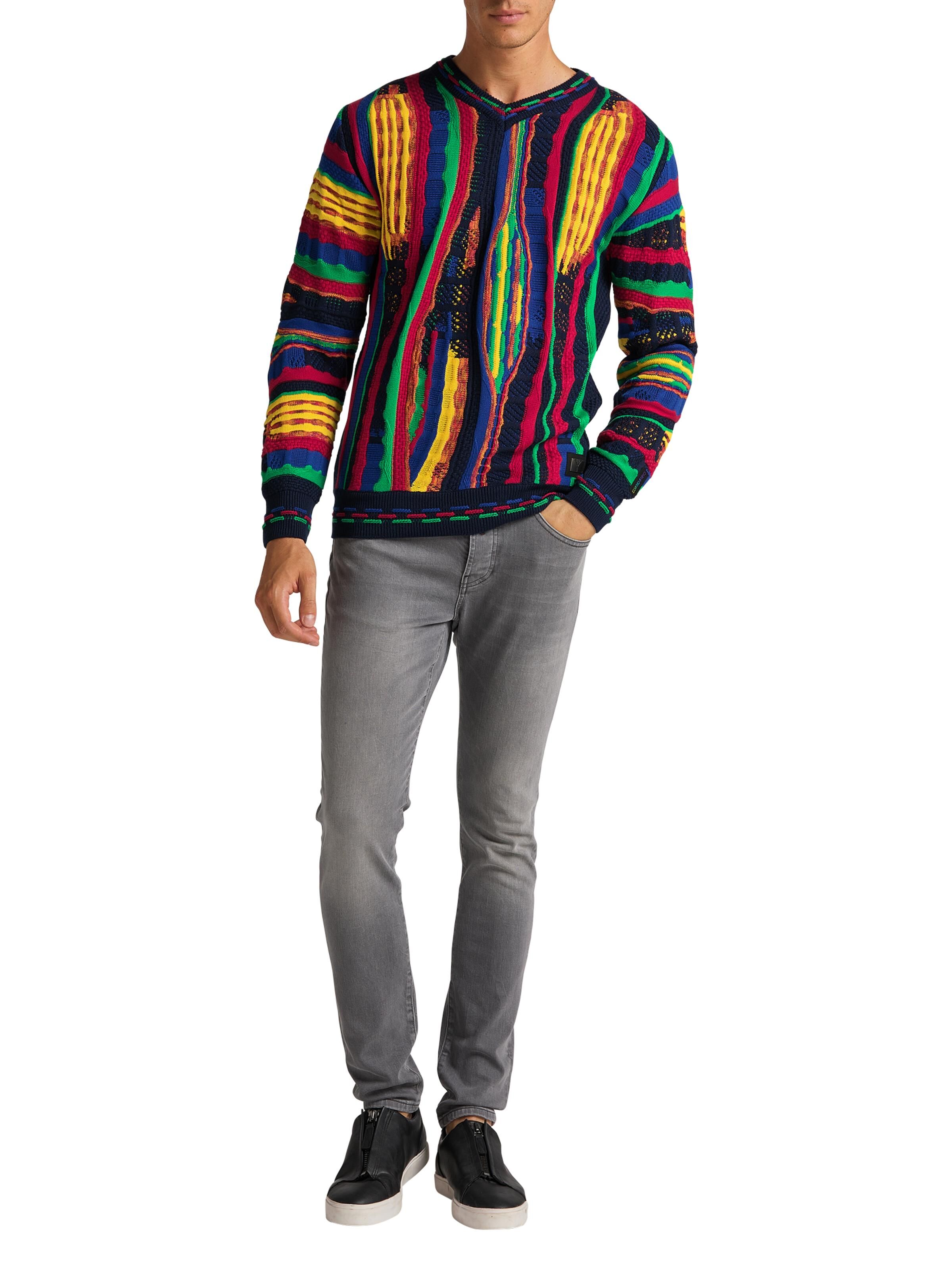 Vintage-Jacquard sweater | Navy / Red | L | DAH-C9909-101-L